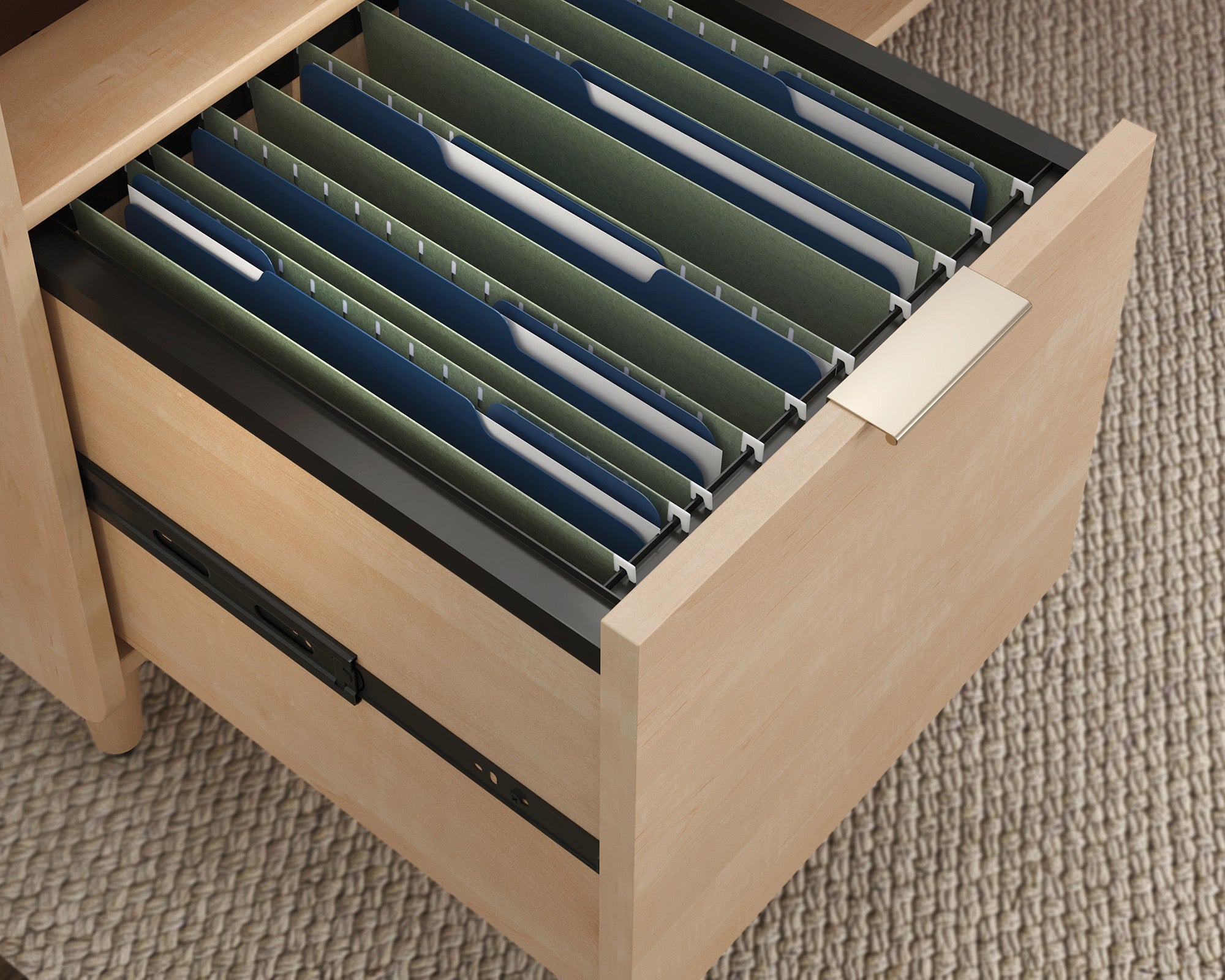 Clifford Place  L-Shaped Desk with Drawers in Natural Maple