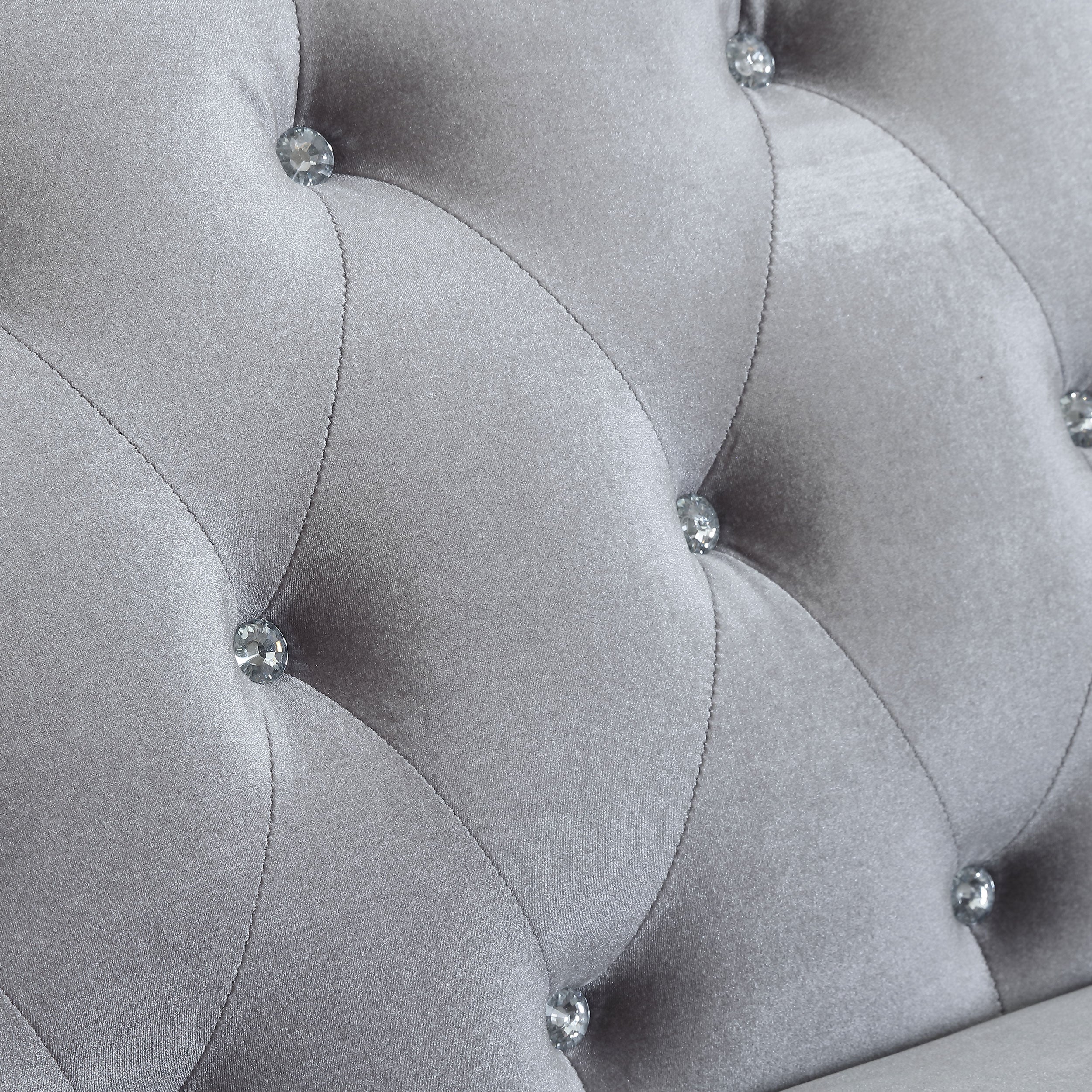 Coaster Frostine Button Tufted Sofa Silver Default Title