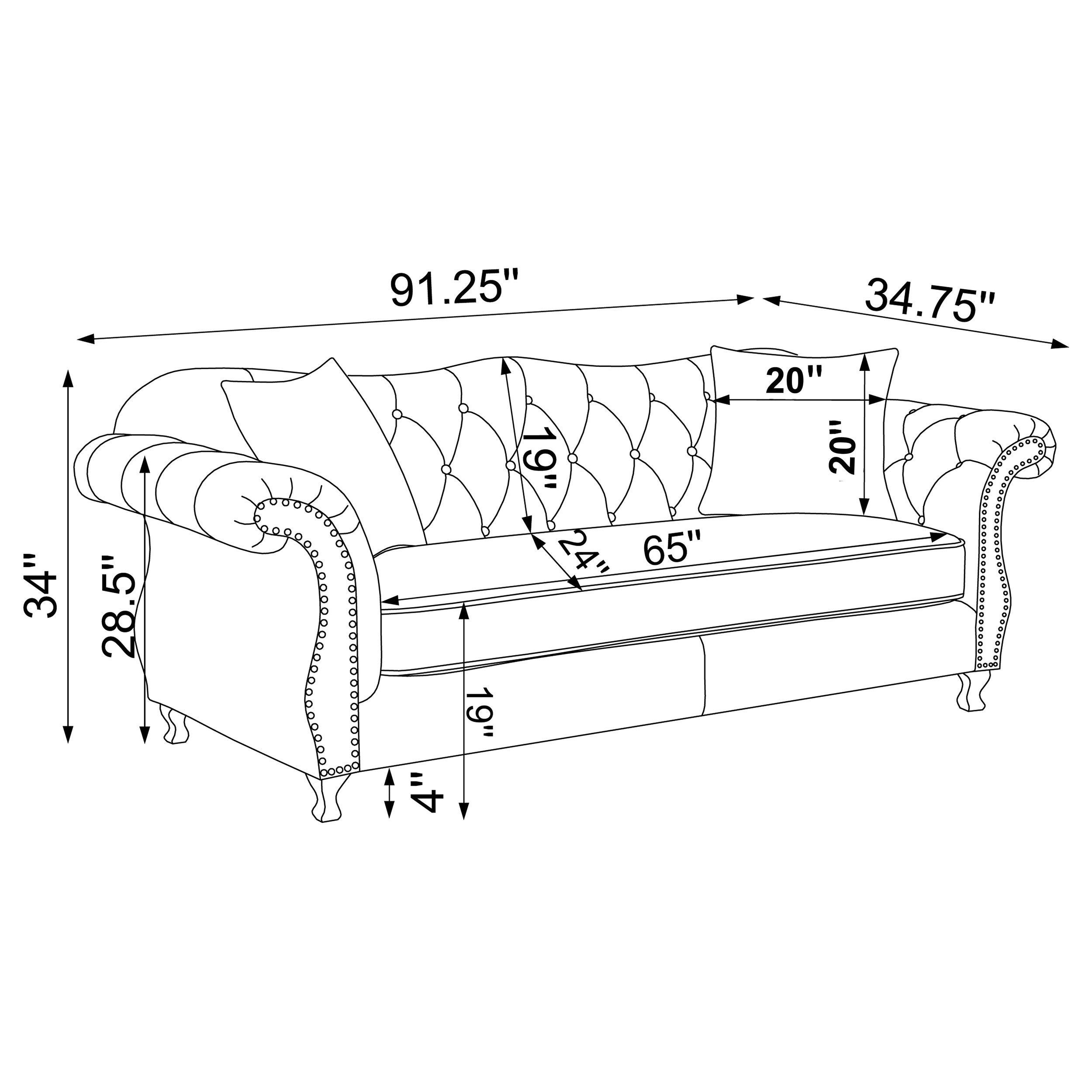 Coaster Frostine Button Tufted Sofa Silver Default Title