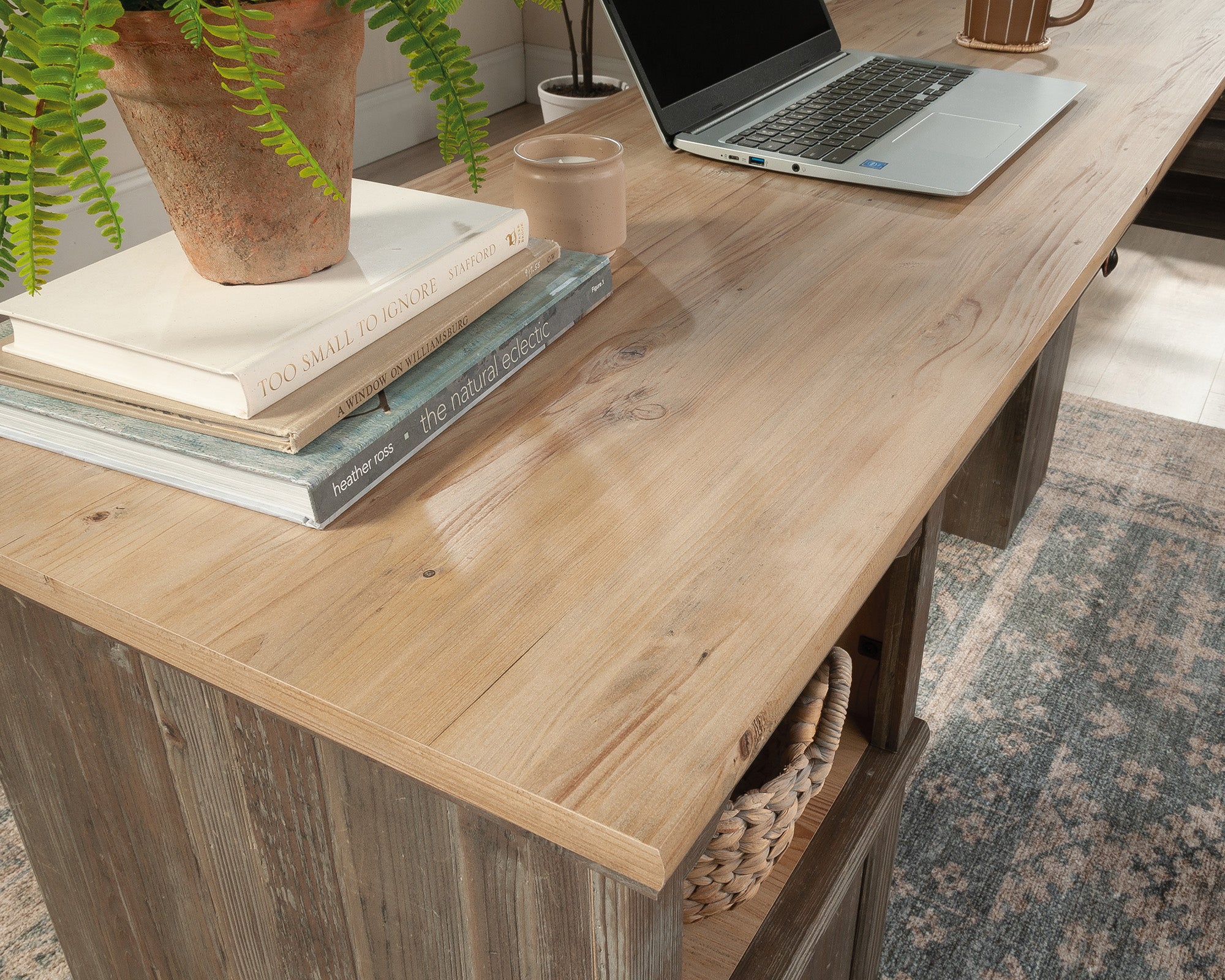 Sonnet Springs  L-Shaped Desk with File Drawer in Pebble Pine