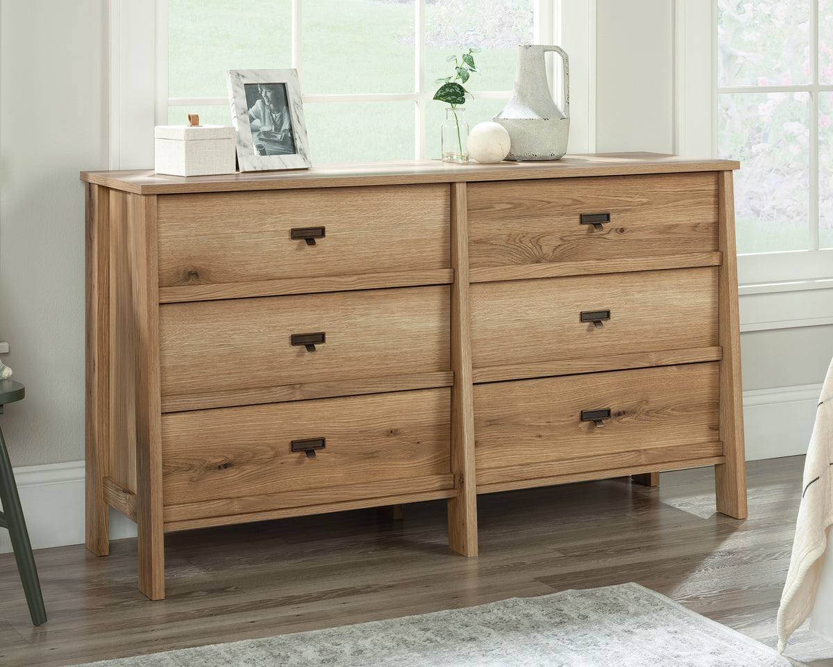 Trestle  6-Drawer Bedroom Dresser in Timber Oak