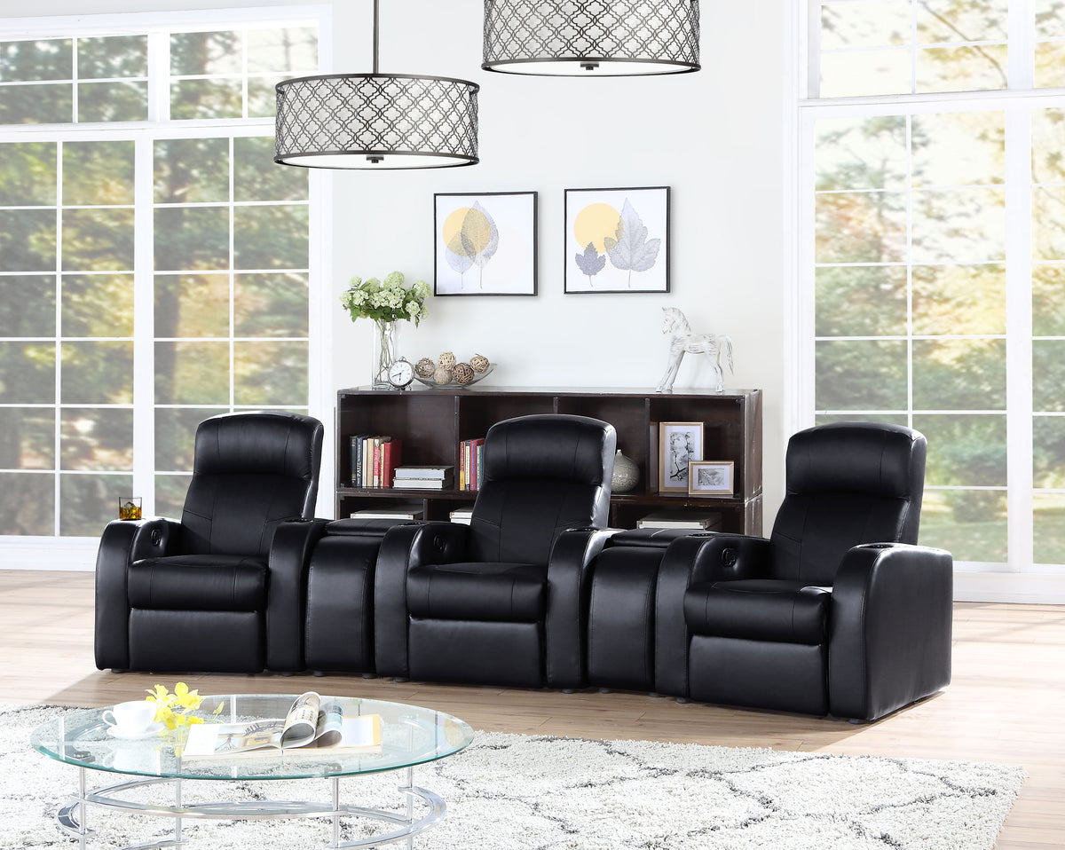 Coaster Cyrus Upholstered Recliner Living Room Set Black Default Title