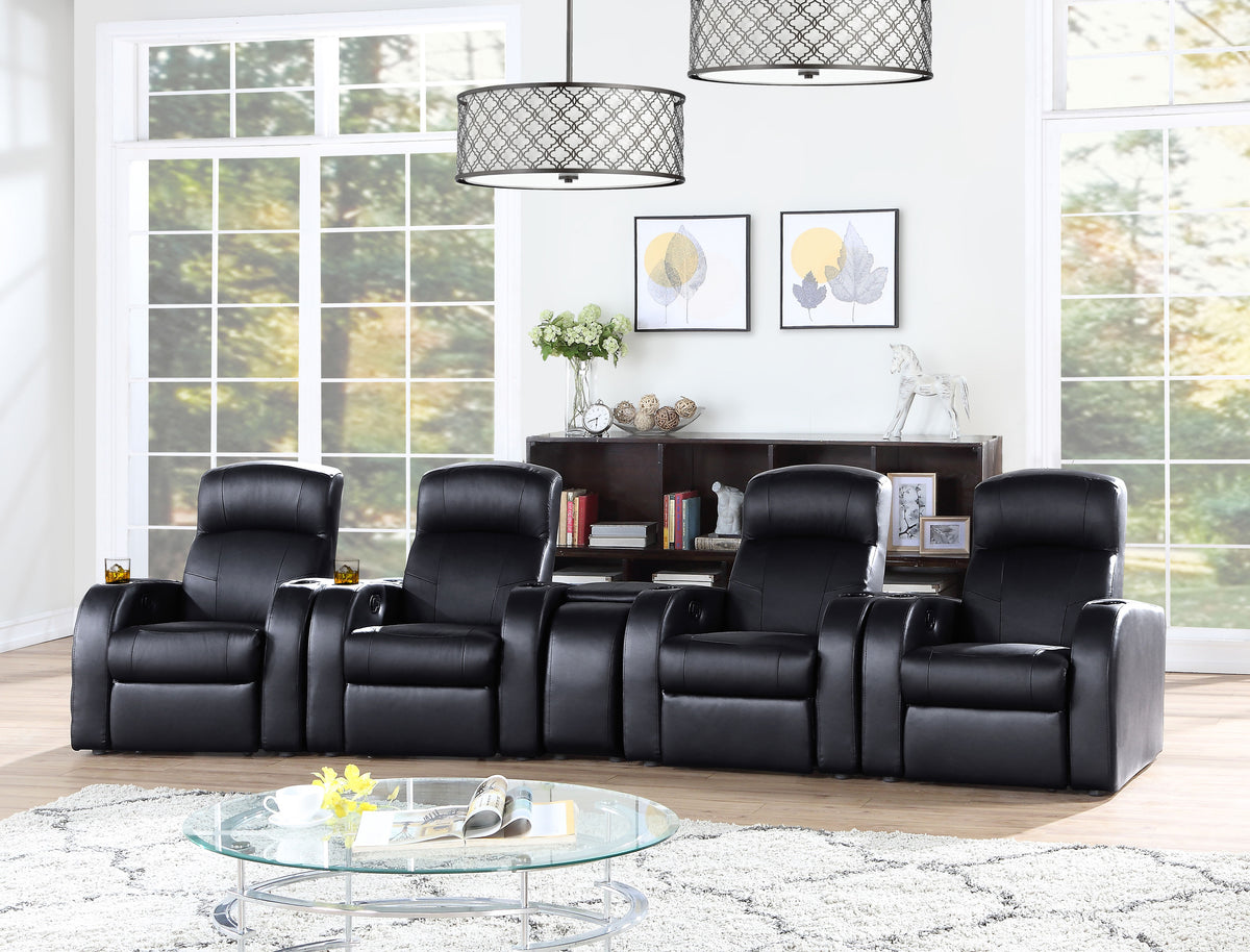 Coaster Cyrus Upholstered Recliner Living Room Set Black Default Title