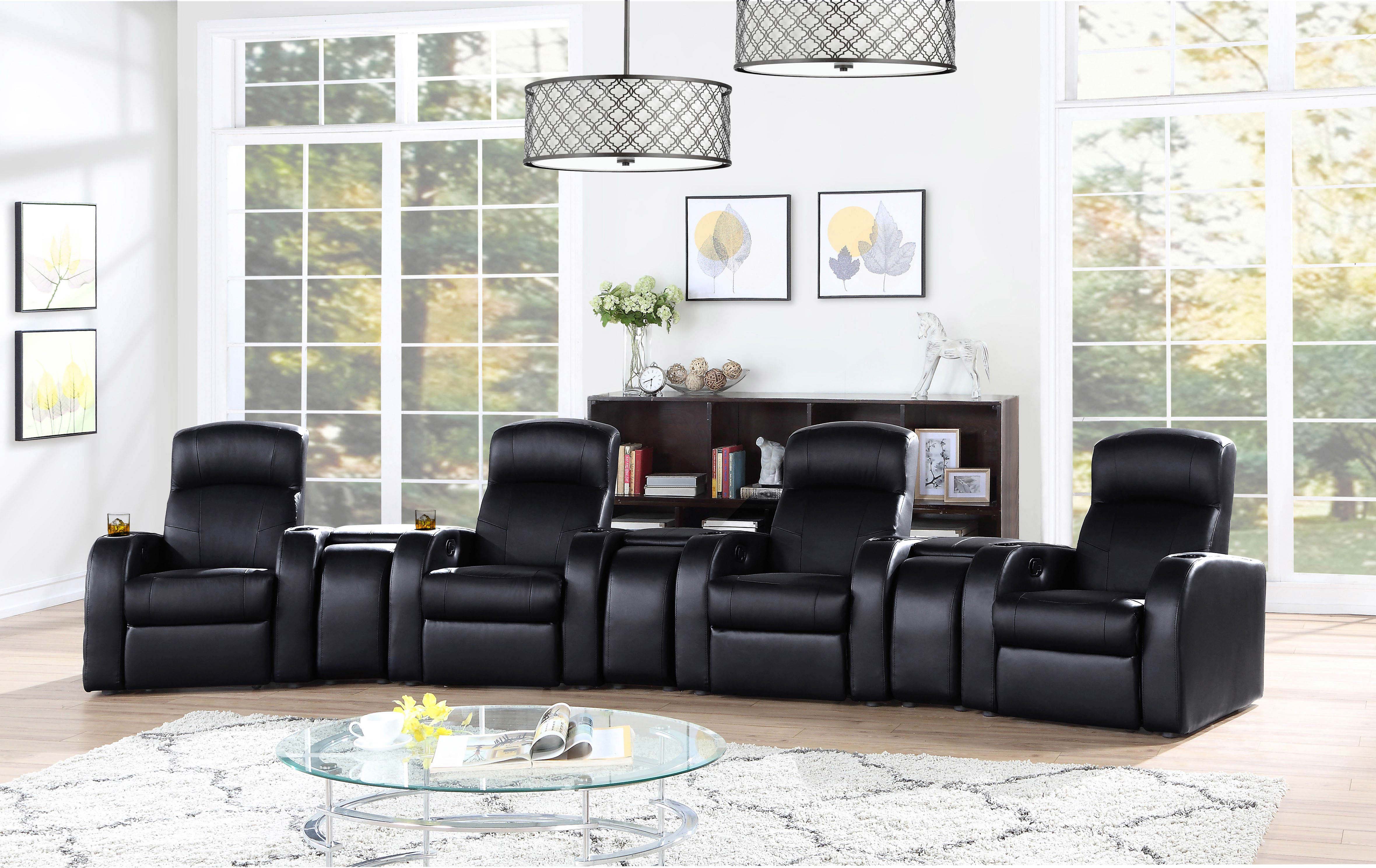 Coaster Cyrus Home Theater Upholstered Recliner Black Default Title