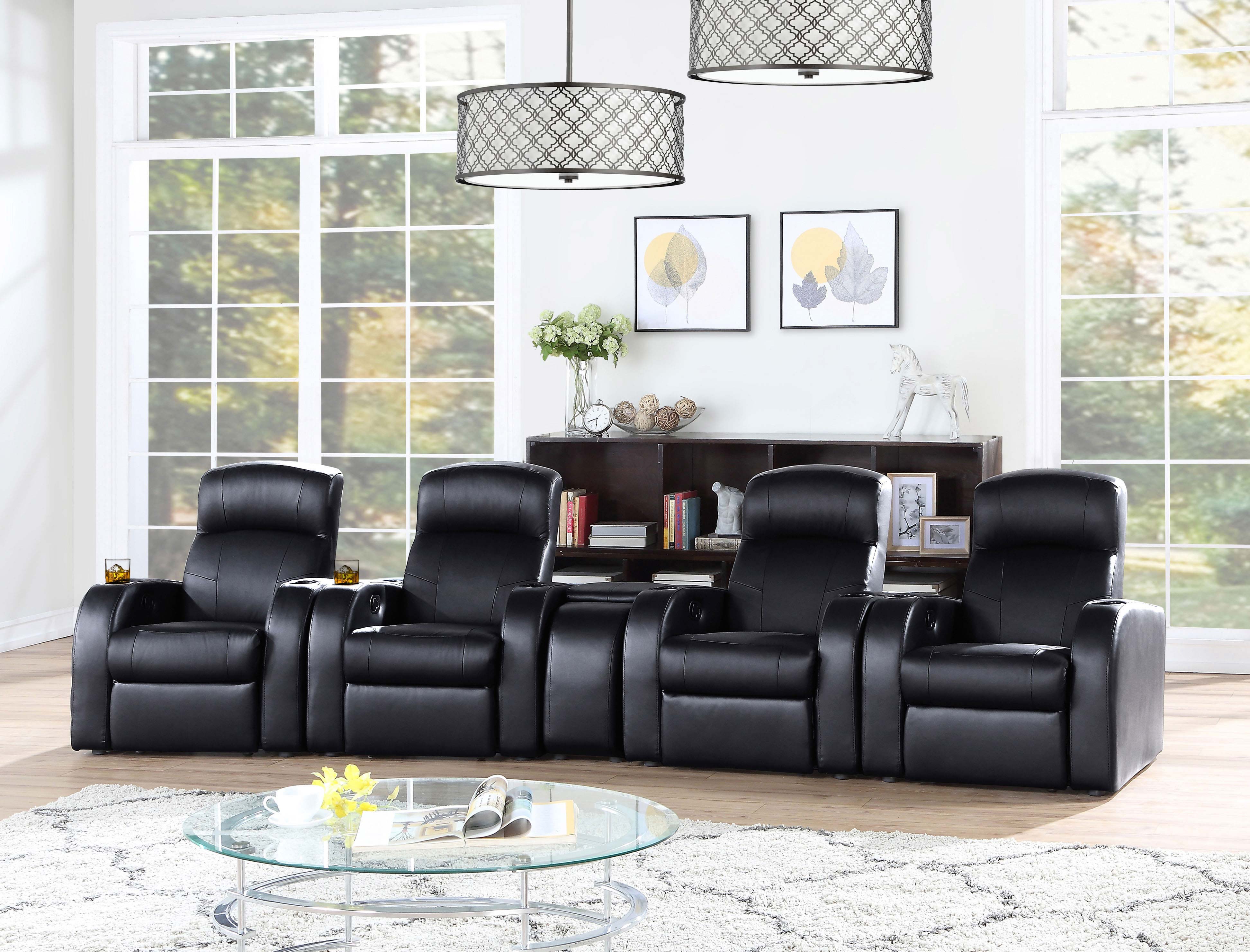 Coaster Cyrus Home Theater Upholstered Recliner Black Default Title