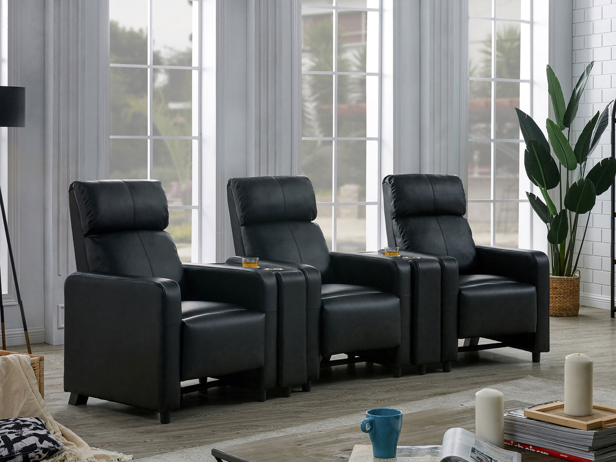 Coaster Toohey Upholstered Tufted Recliner Living Room Set Black Default Title