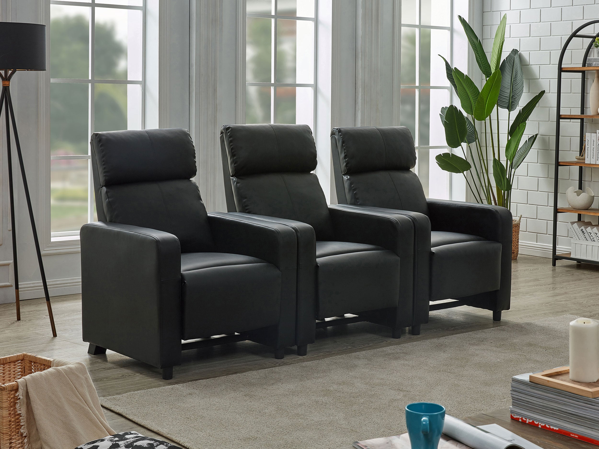 Coaster Toohey Upholstered Tufted Recliner Living Room Set Black Default Title