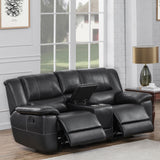 Coaster Lee Glider Loveseat with Console Black Default Title