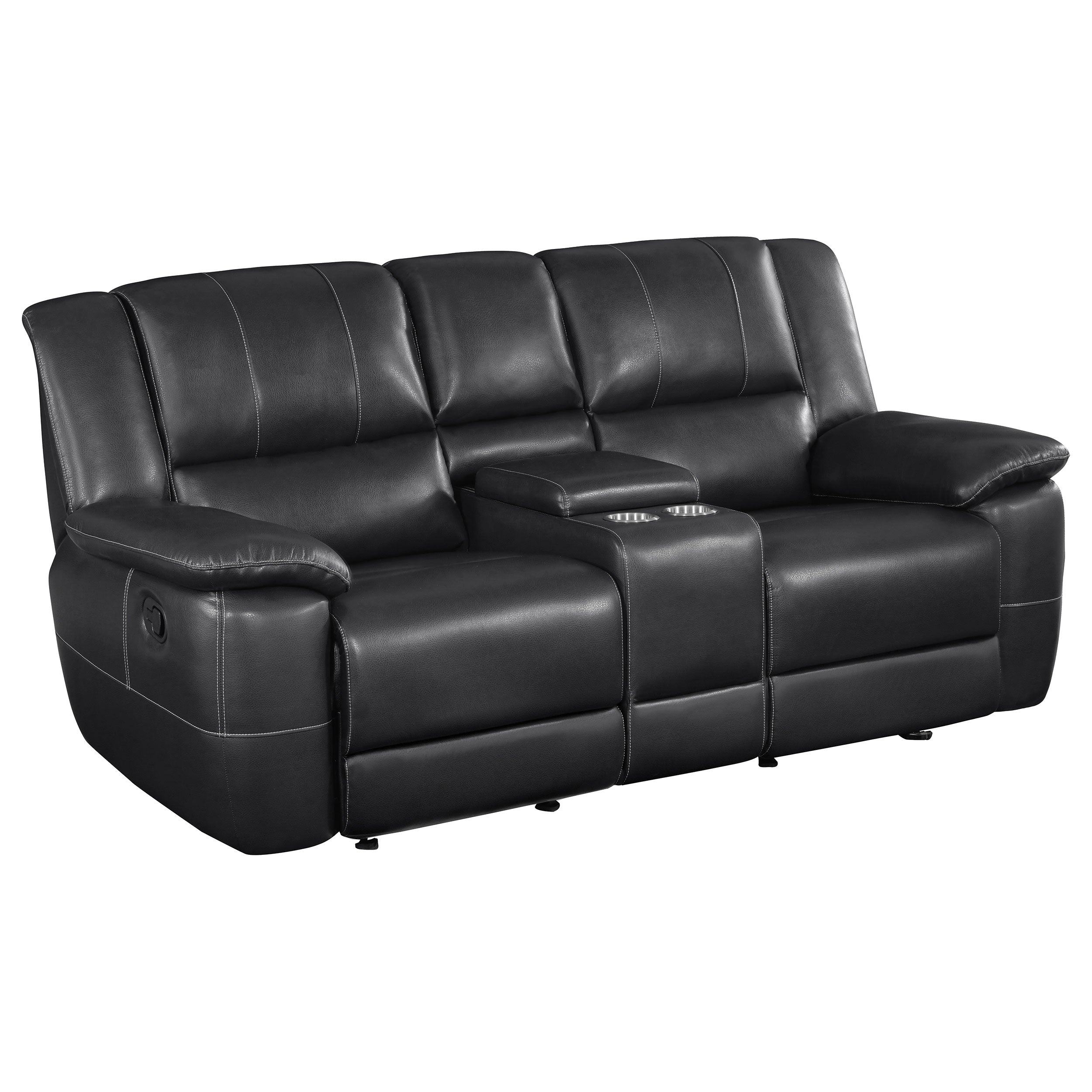 Coaster Lee Glider Loveseat with Console Black Default Title