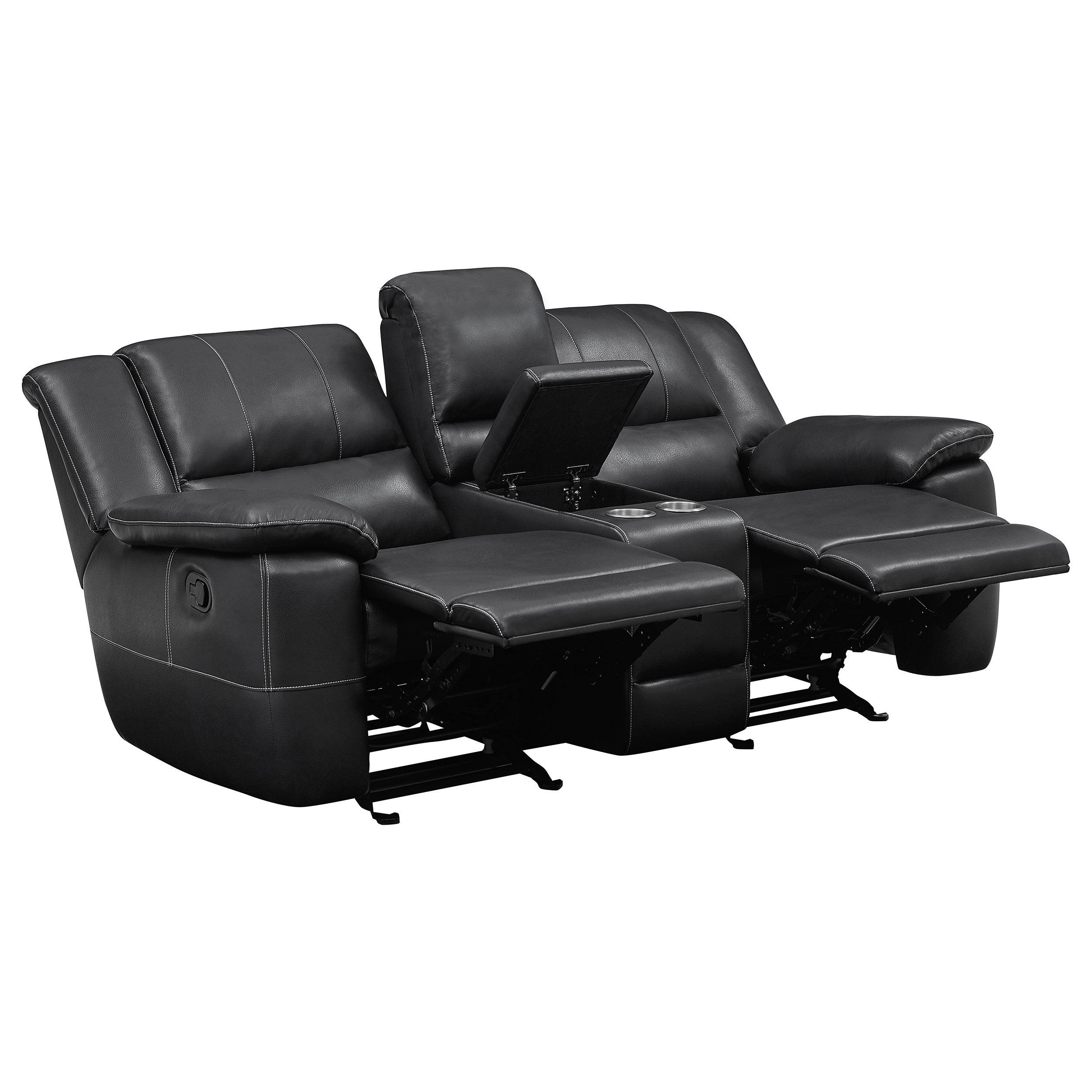 Coaster Lee Glider Loveseat with Console Black Default Title