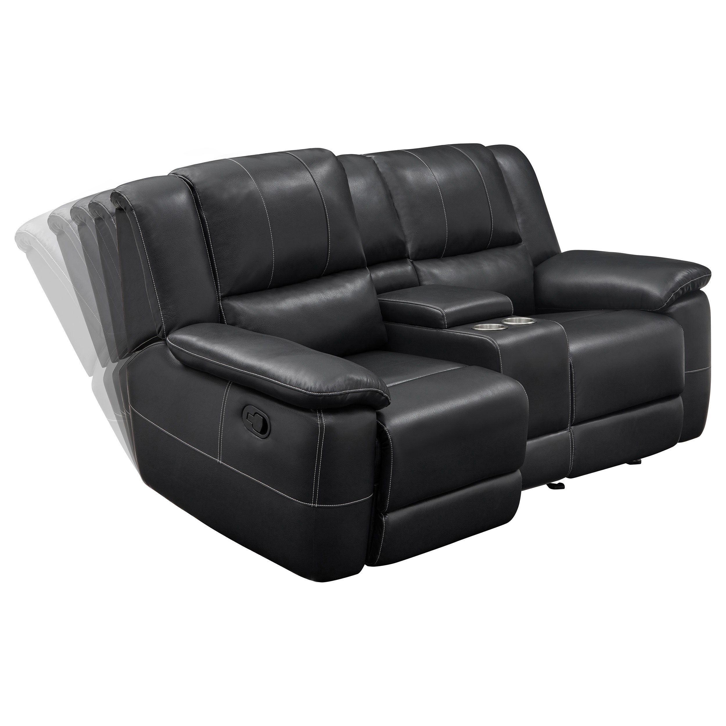 Coaster Lee Glider Loveseat with Console Black Default Title