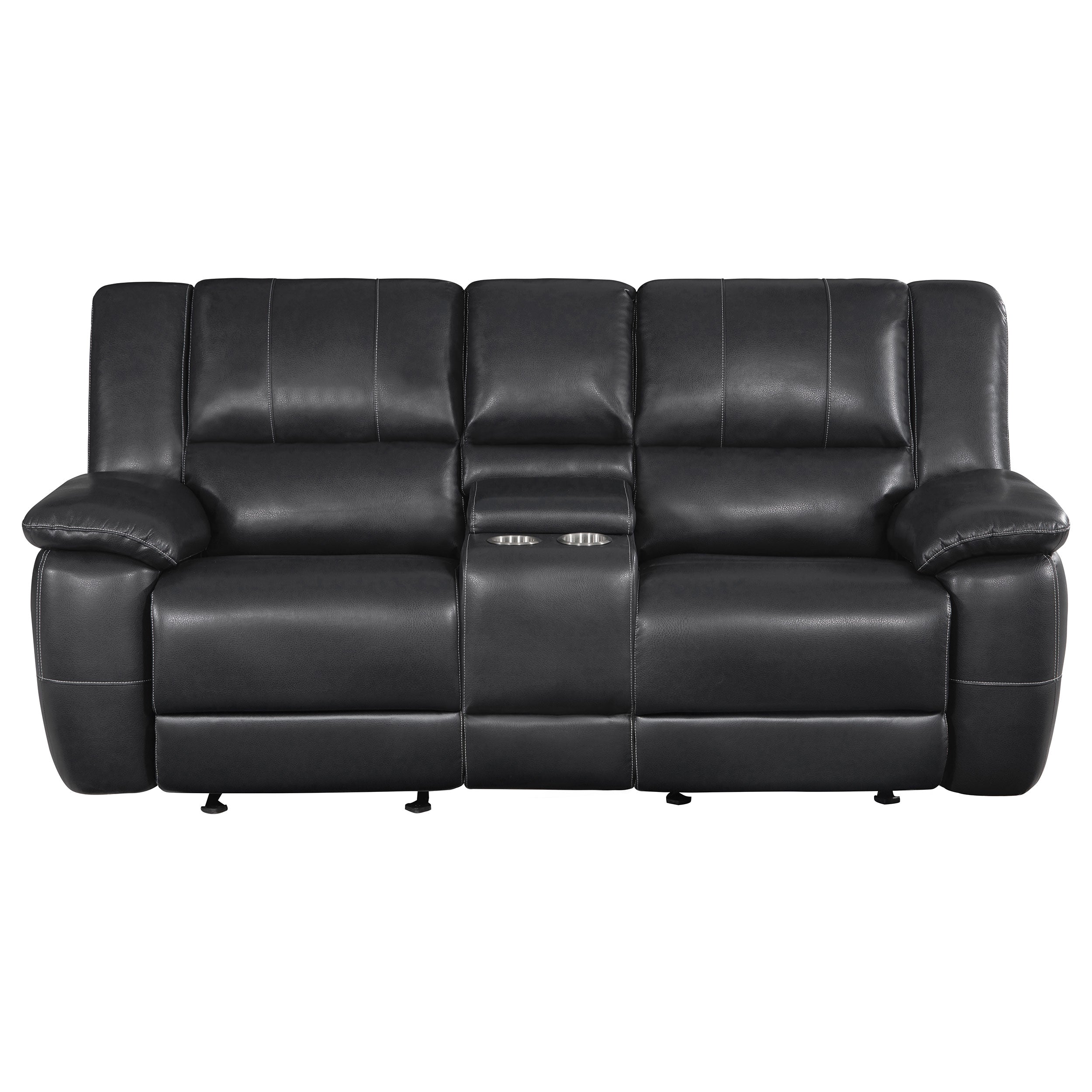 Coaster Lee Glider Loveseat with Console Black Default Title