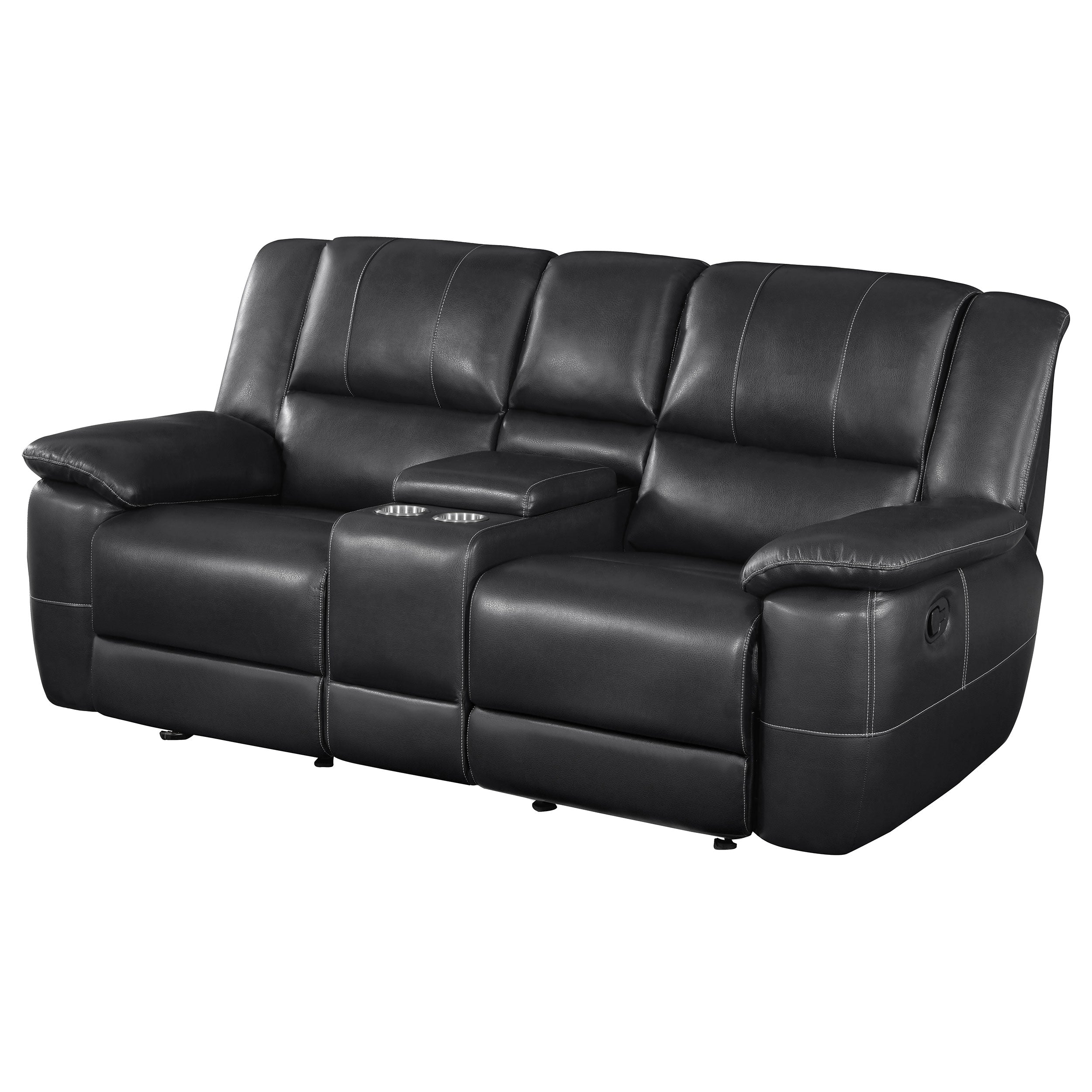 Coaster Lee Glider Loveseat with Console Black Default Title