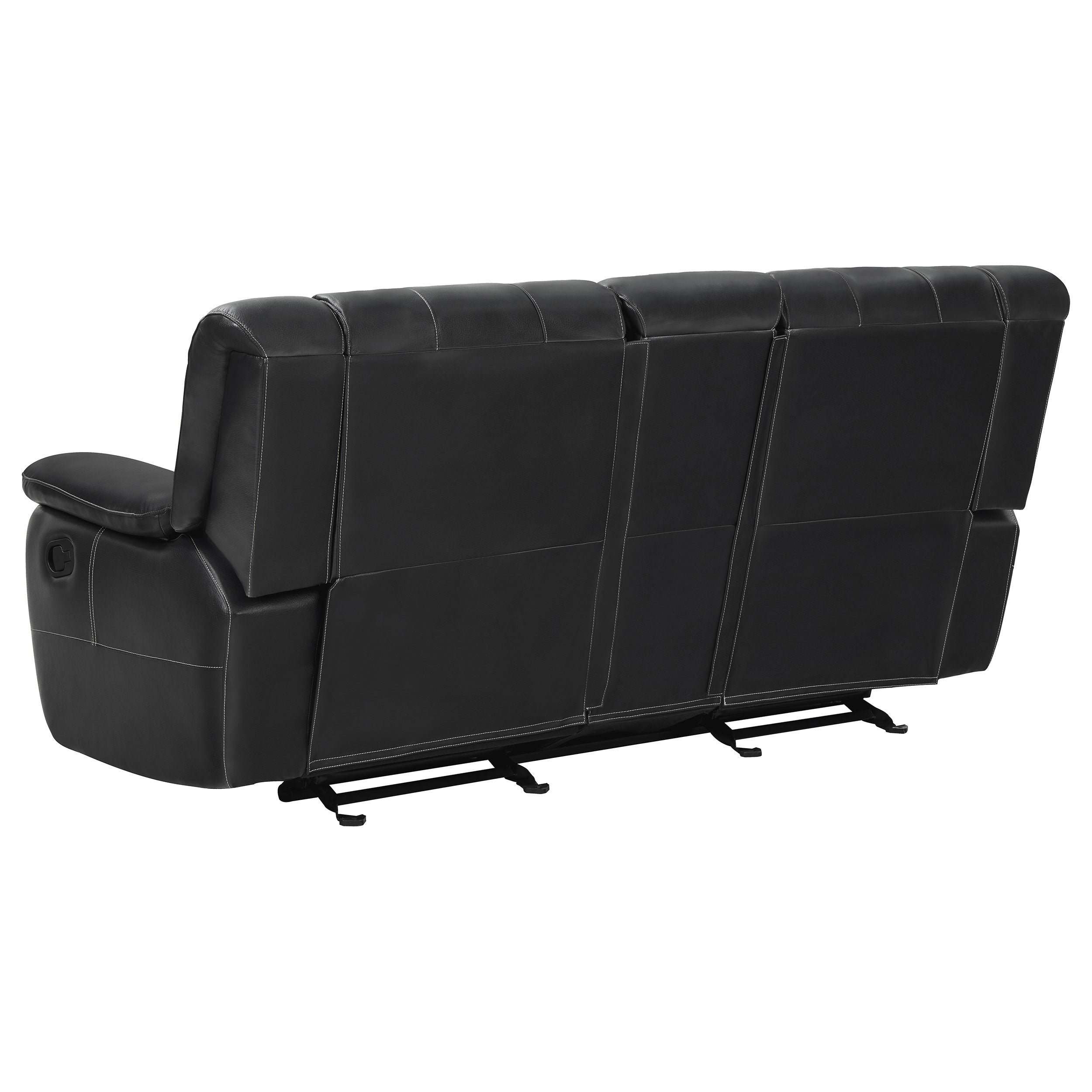 Coaster Lee Glider Loveseat with Console Black Default Title