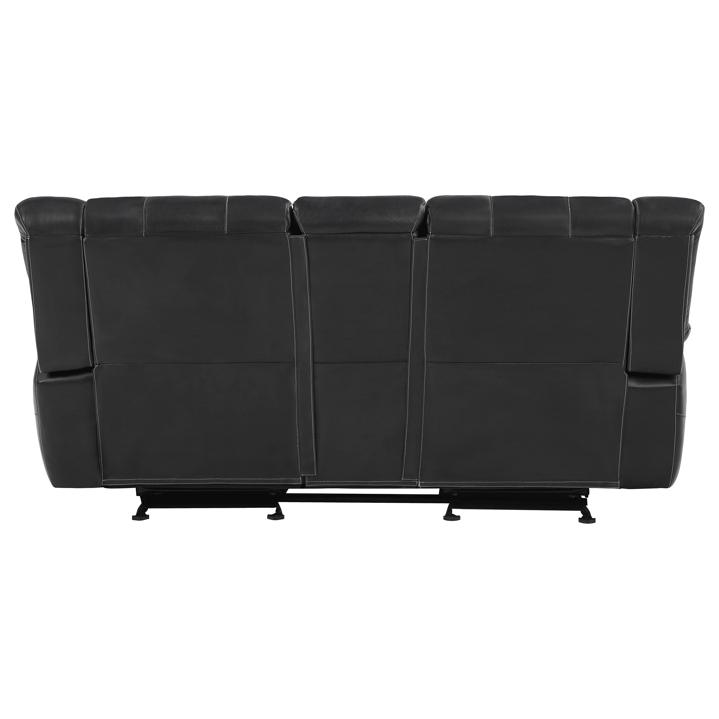 Coaster Lee Glider Loveseat with Console Black Default Title