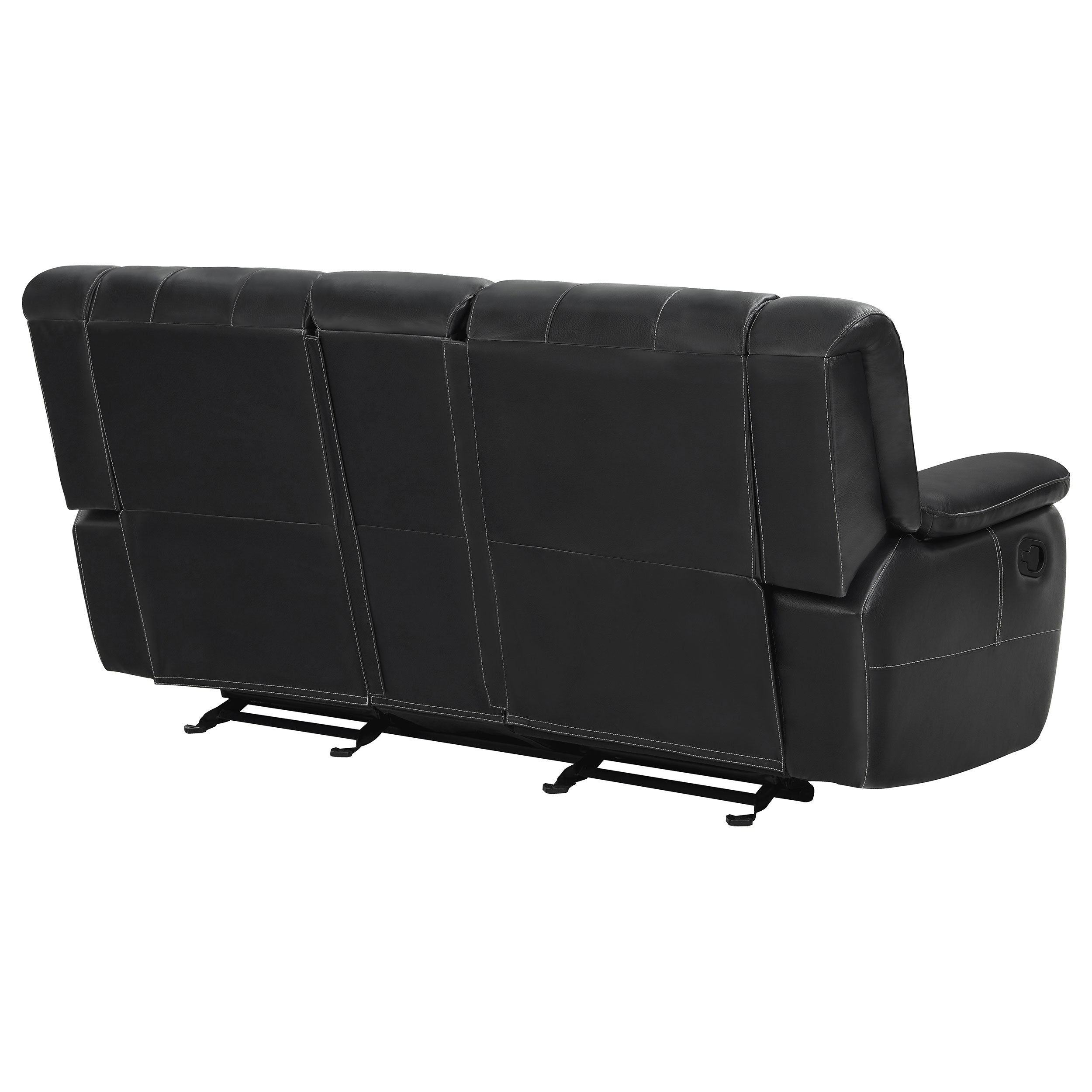 Coaster Lee Glider Loveseat with Console Black Default Title