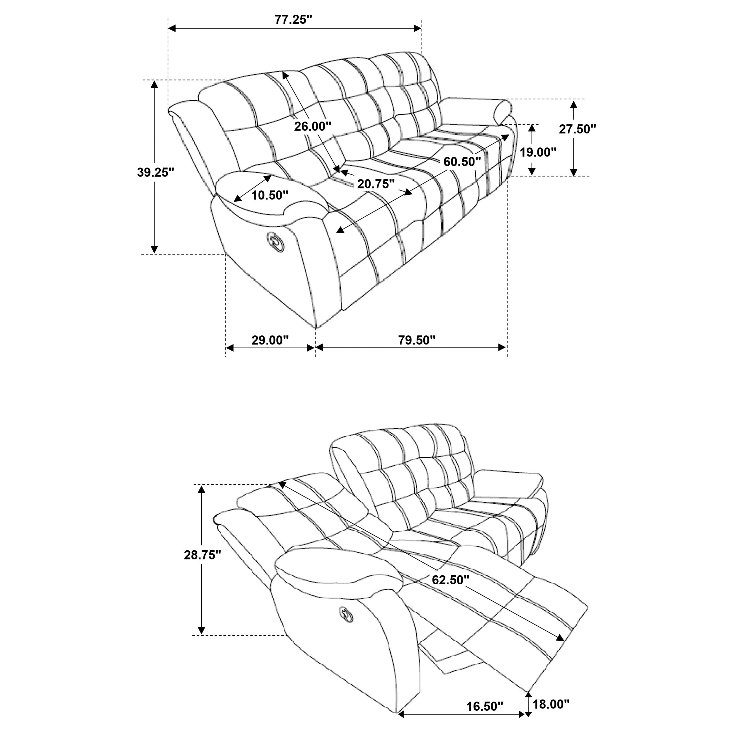 Coaster Rodman Pillow Top Arm Motion Sofa Olive Brown Default Title