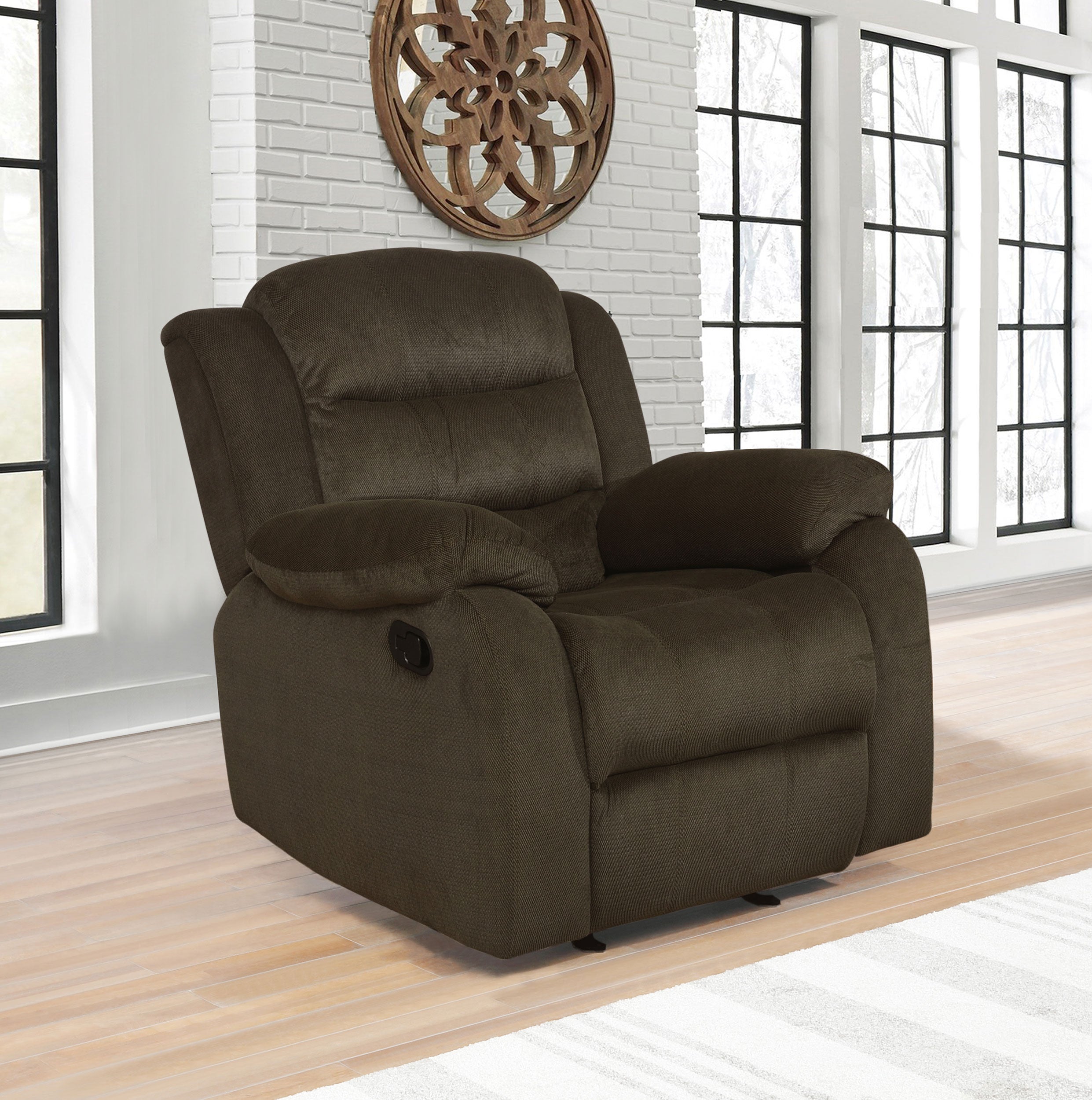 Coaster Rodman Upholstered Glider Recliner Chocolate Default Title