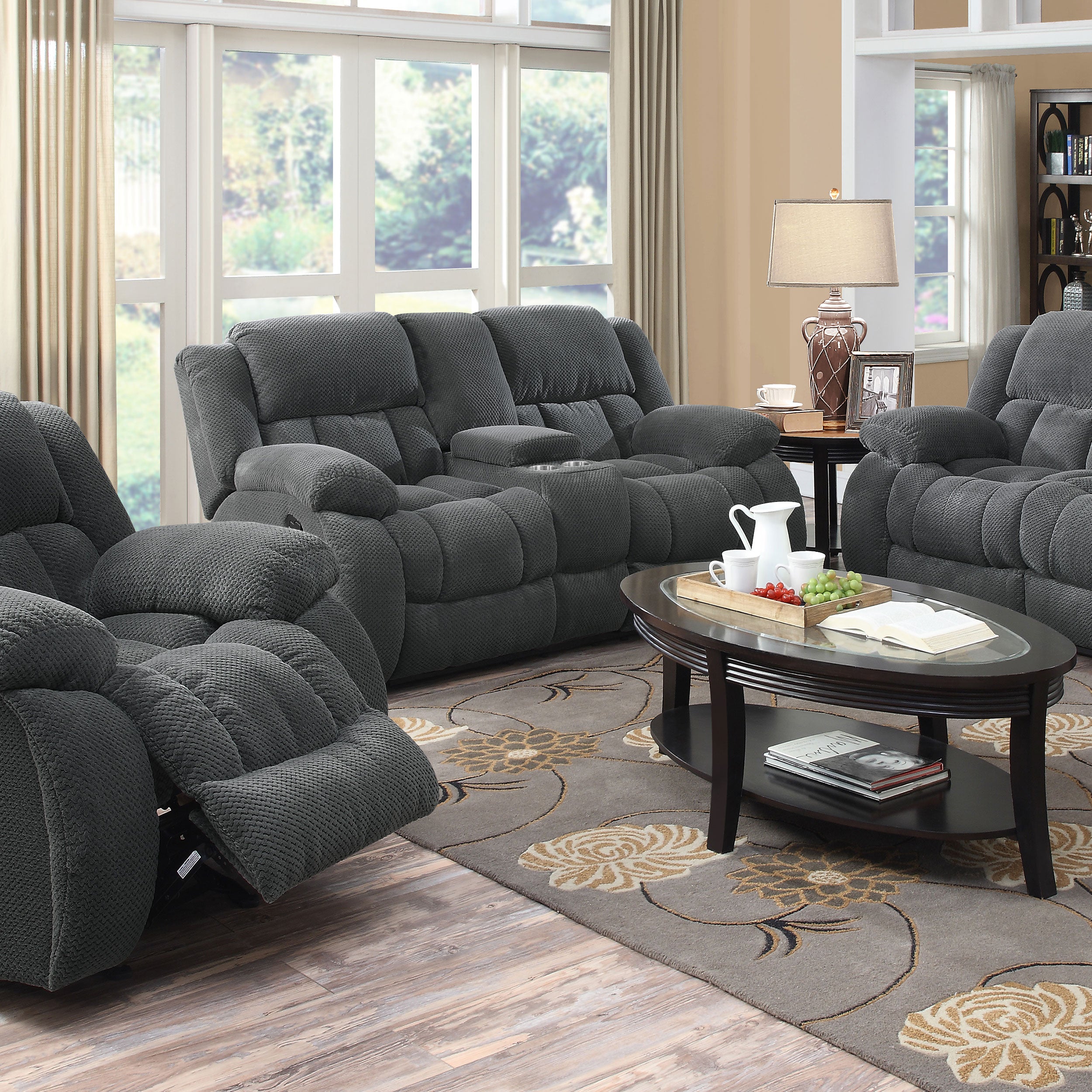 Coaster Weissman Motion Loveseat with Console Charcoal Default Title