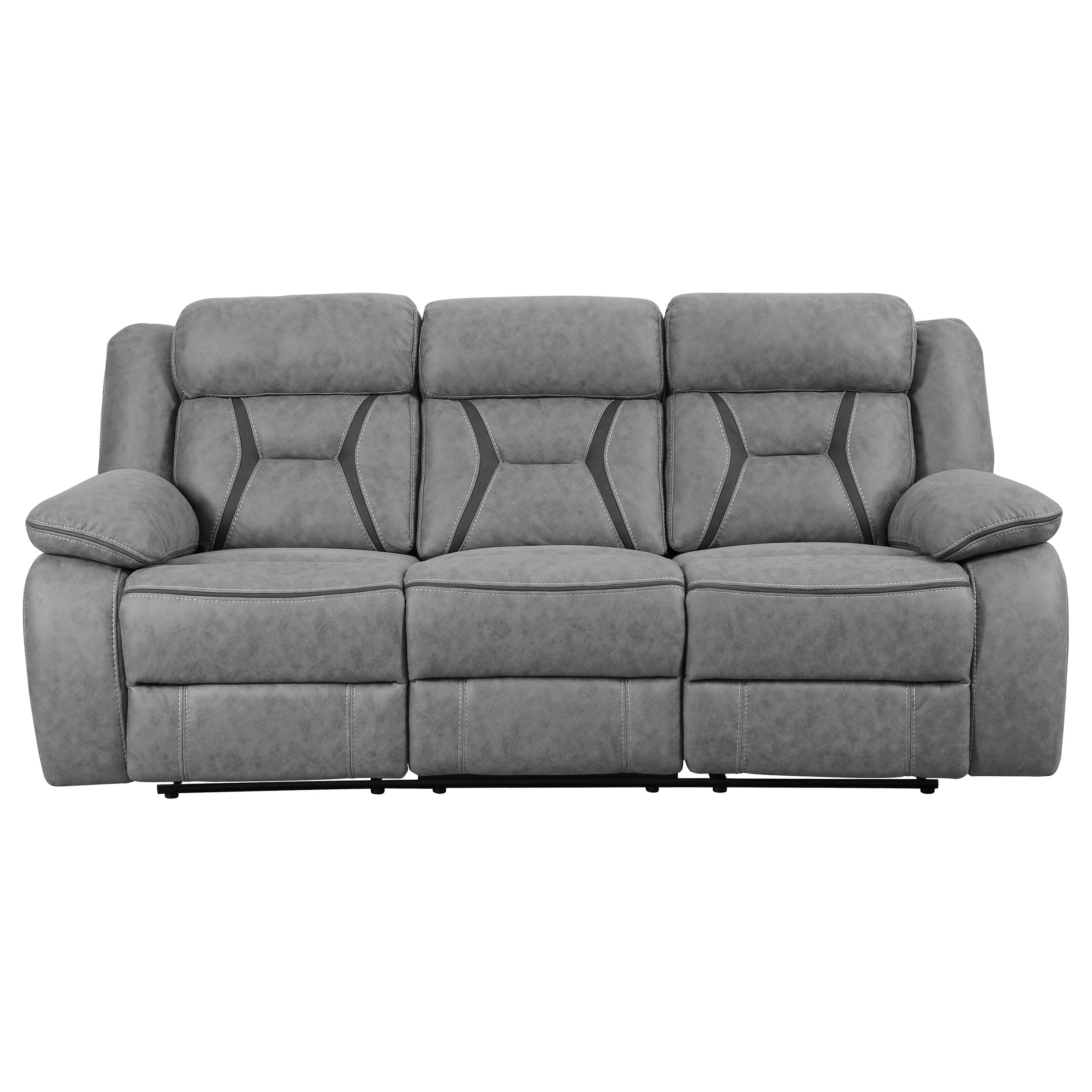 Coaster Higgins Pillow Top Arm Upholstered Motion Sofa Grey Default Title