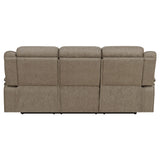 Coaster Higgins Pillow Top Arm Upholstered Motion Sofa Tan Default Title