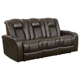 Coaster Delangelo Power^2 Sofa with Drop-down Table Brown Default Title