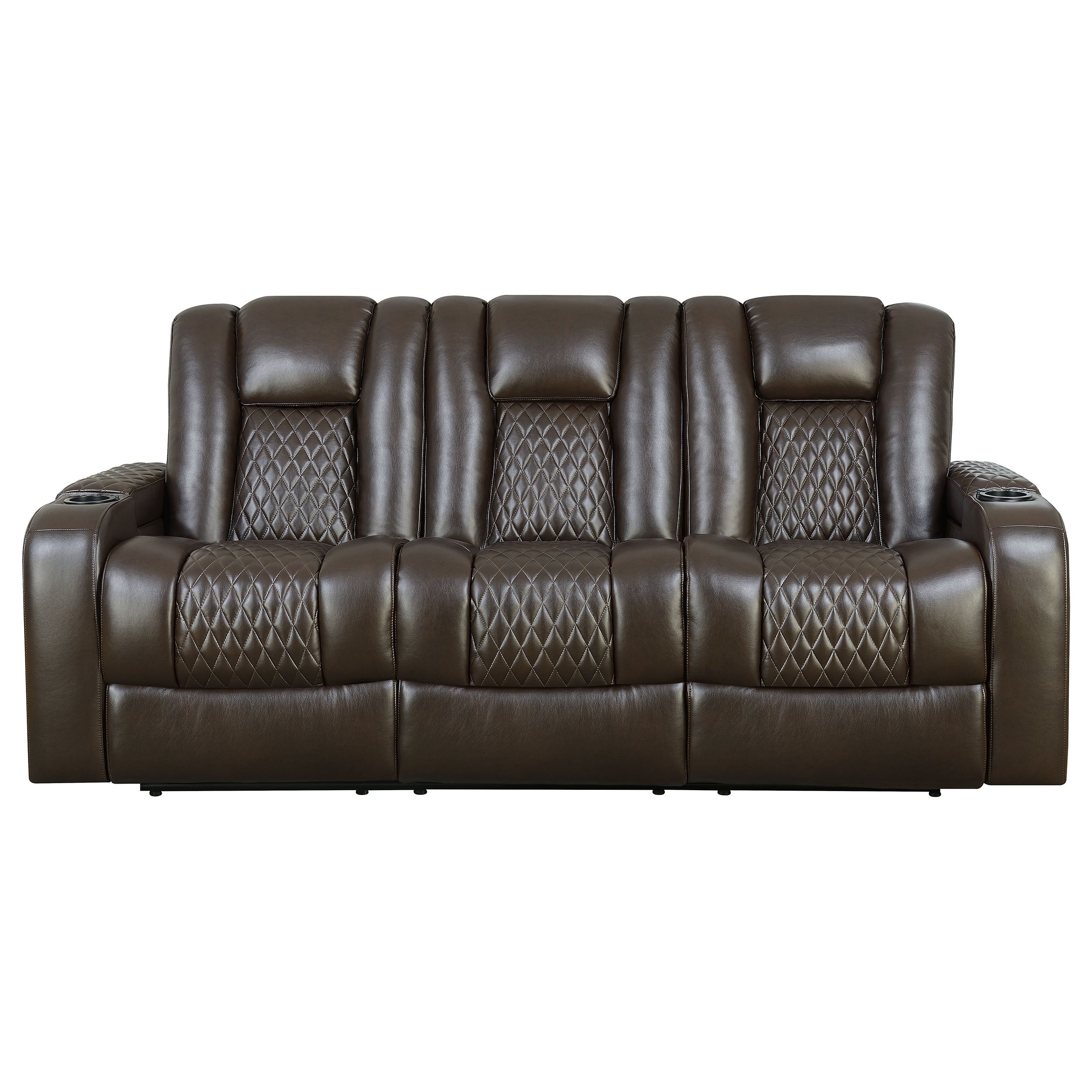 Coaster Delangelo Power^2 Sofa with Drop-down Table Brown Default Title