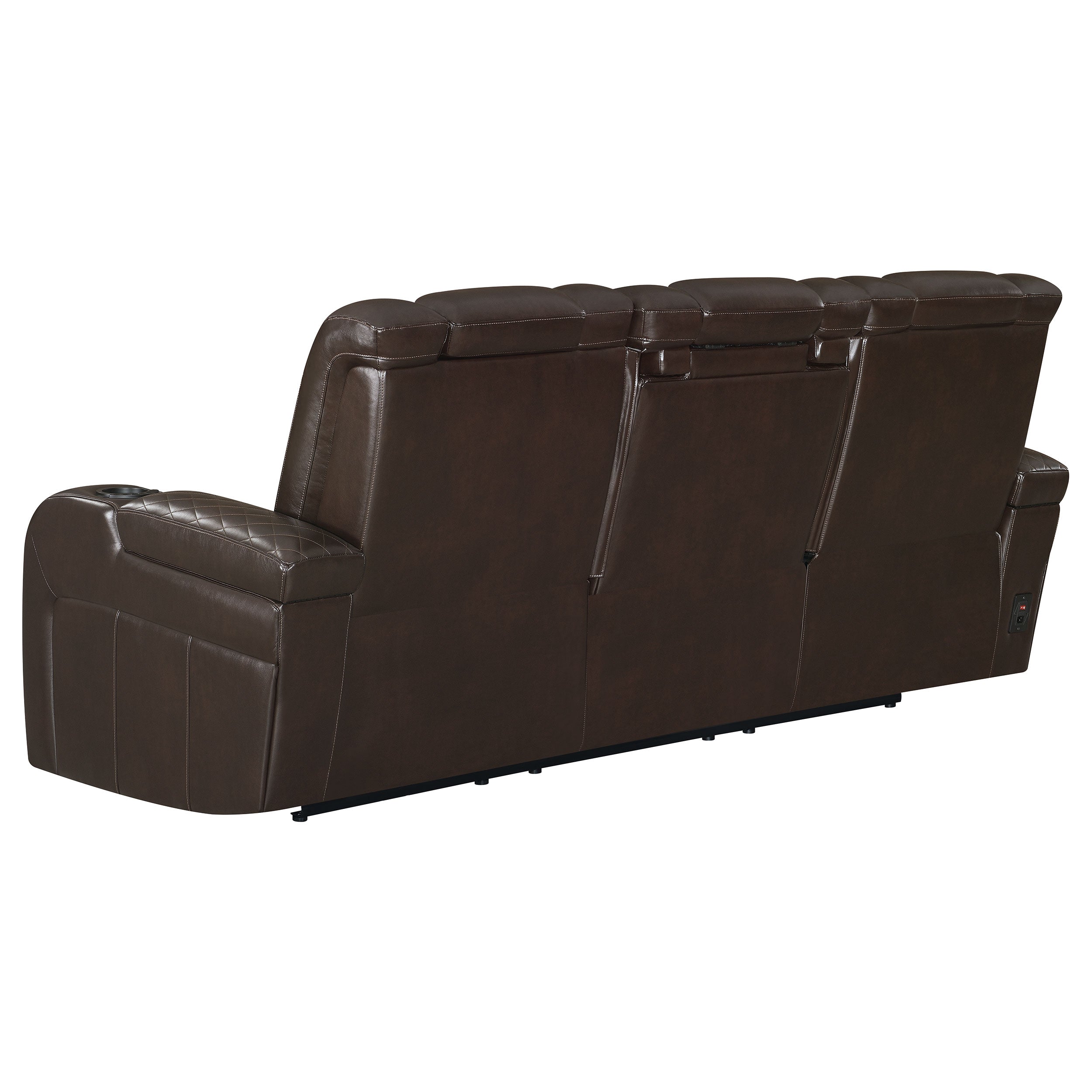 Coaster Delangelo Power^2 Sofa with Drop-down Table Brown Default Title