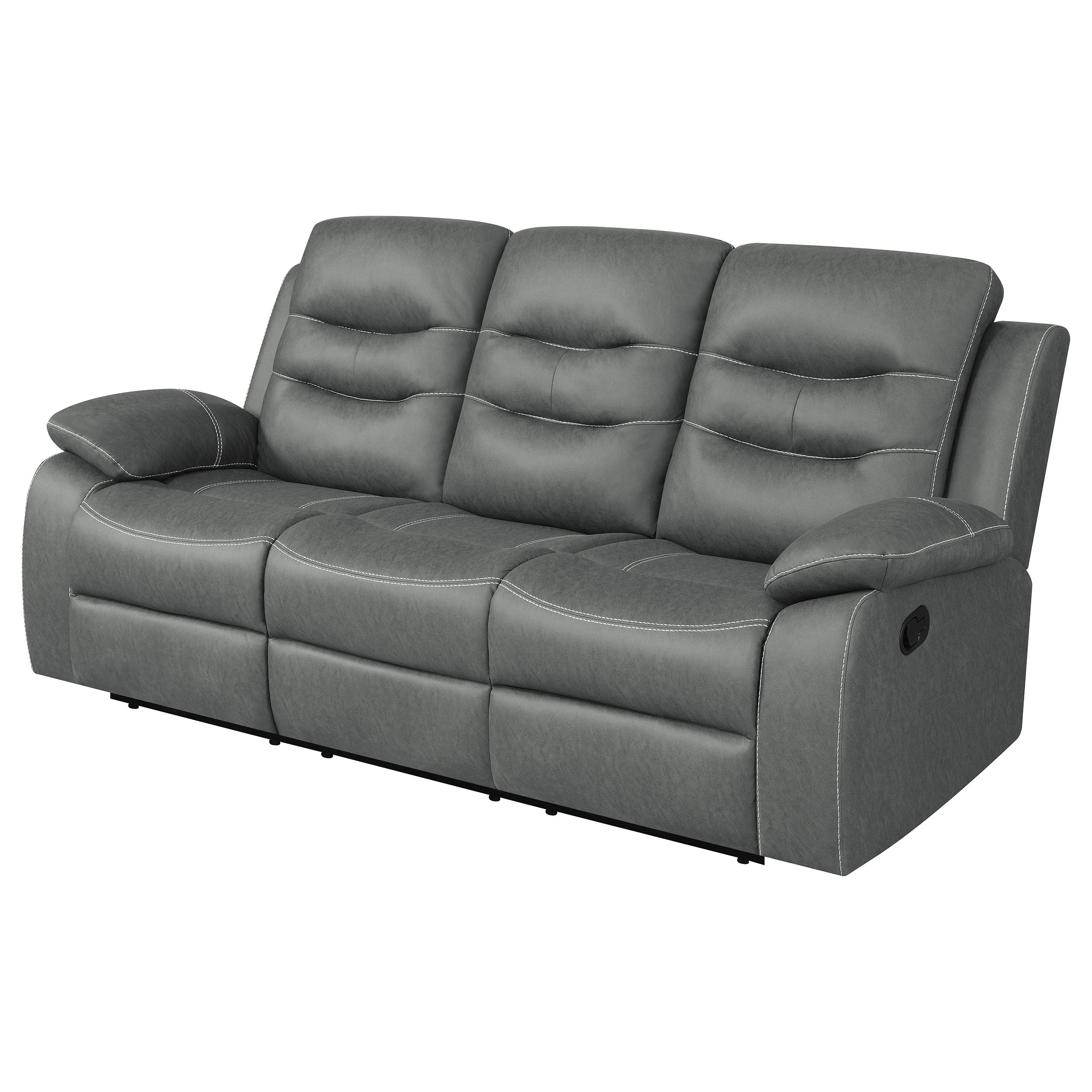 Coaster Nova Upholstered Motion Reclining Sofa Dark Grey Default Title