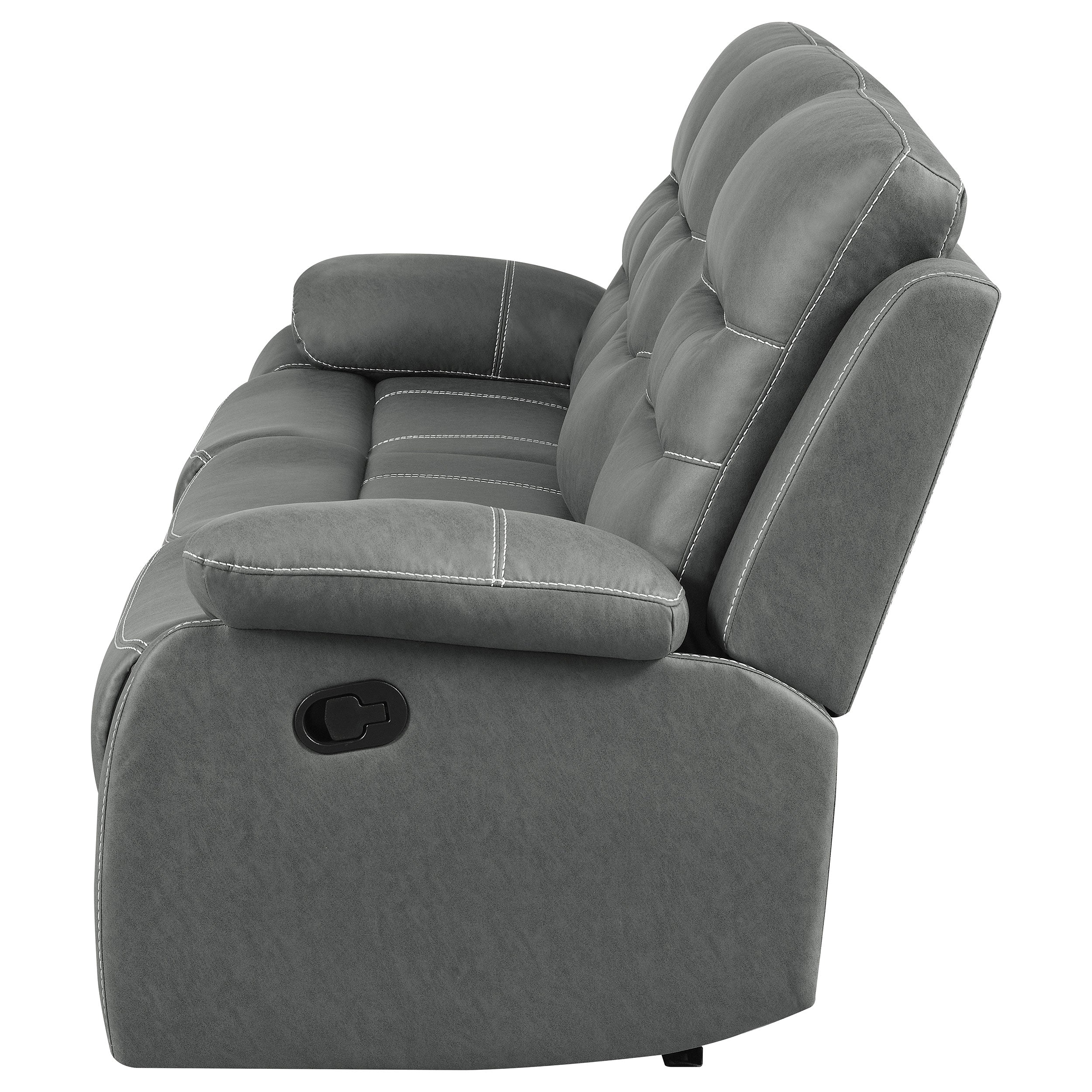 Coaster Nova Upholstered Motion Reclining Sofa Dark Grey Default Title