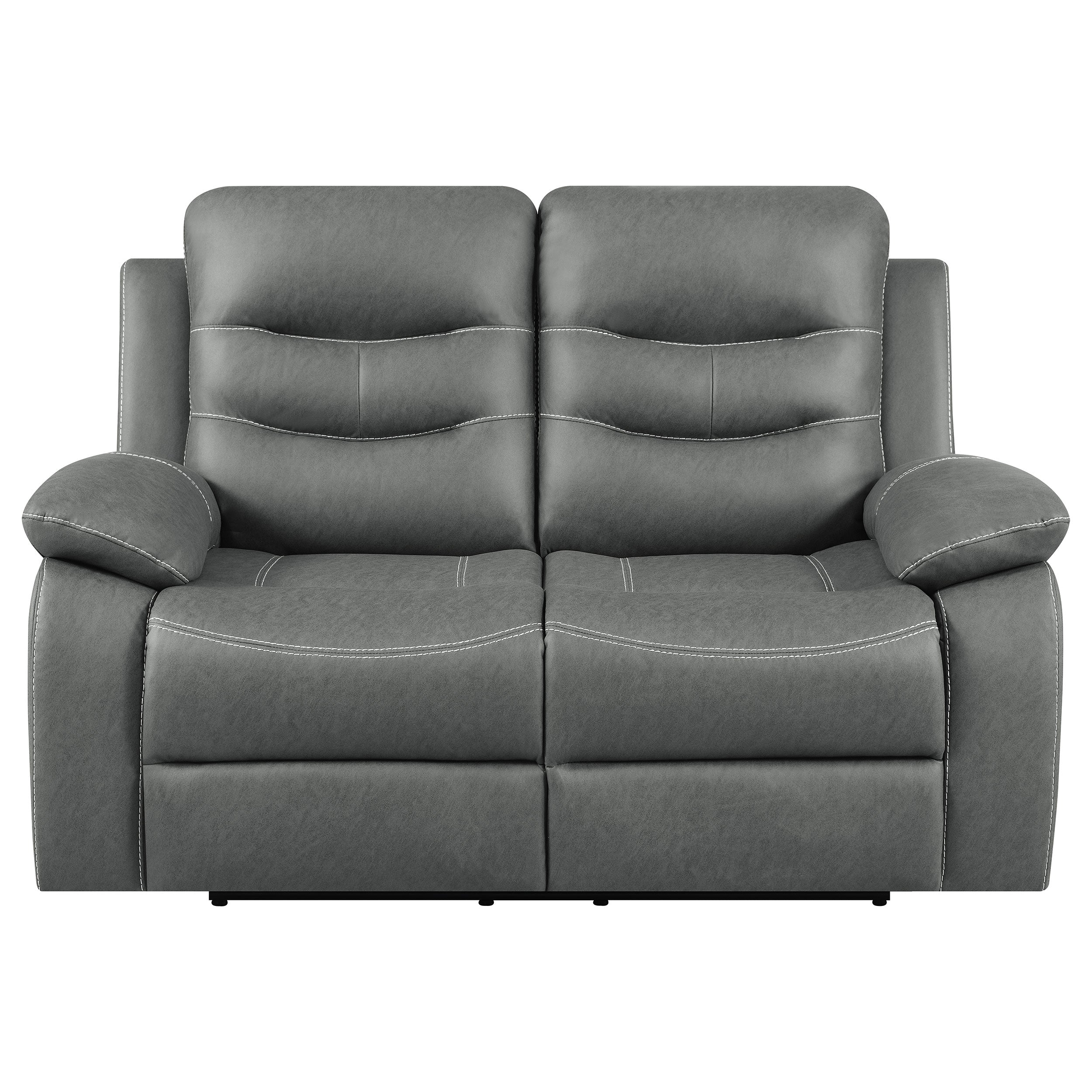 Coaster Nova Upholstered Motion Reclining Loveseat Dark Grey Default Title