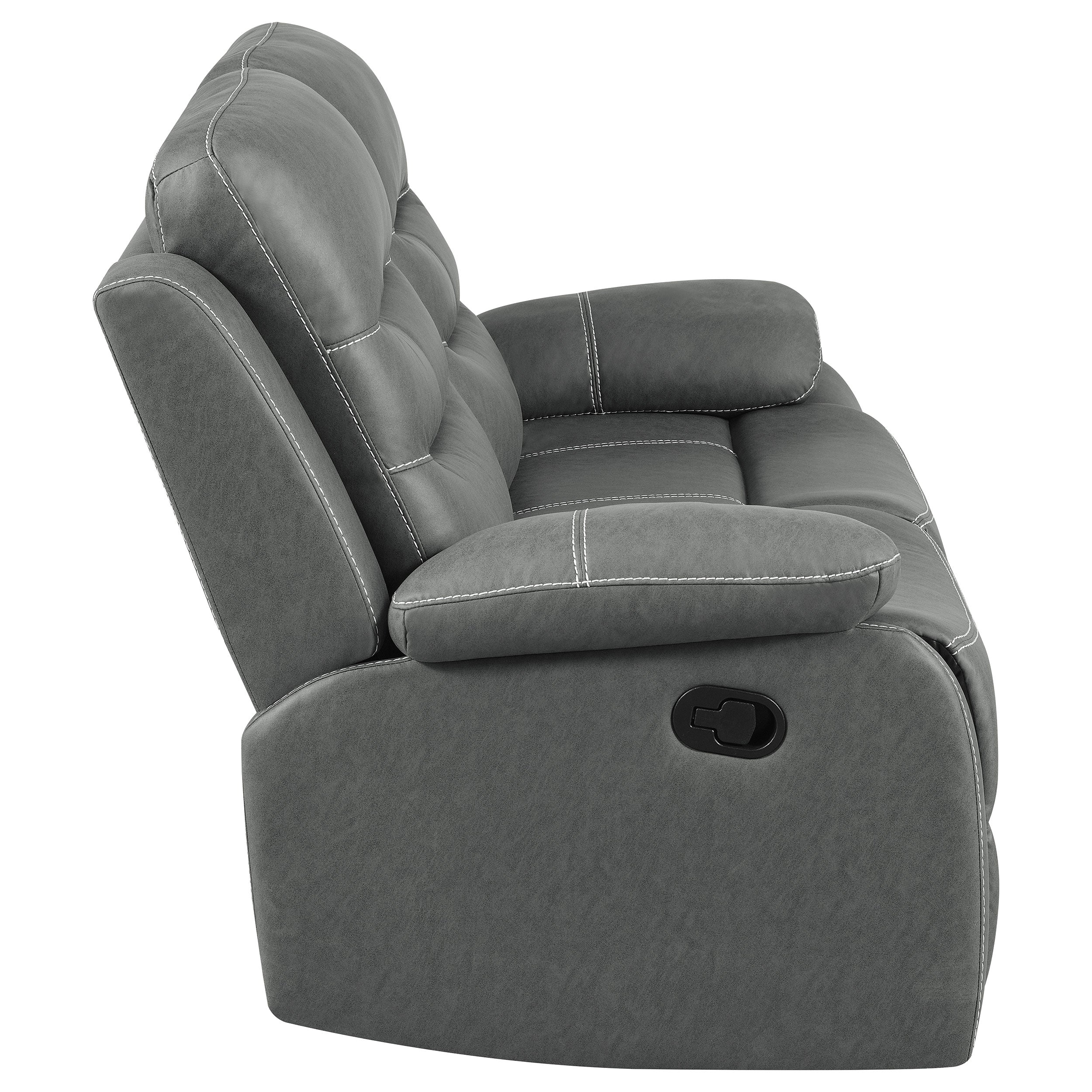 Coaster Nova Upholstered Motion Reclining Loveseat Dark Grey Default Title