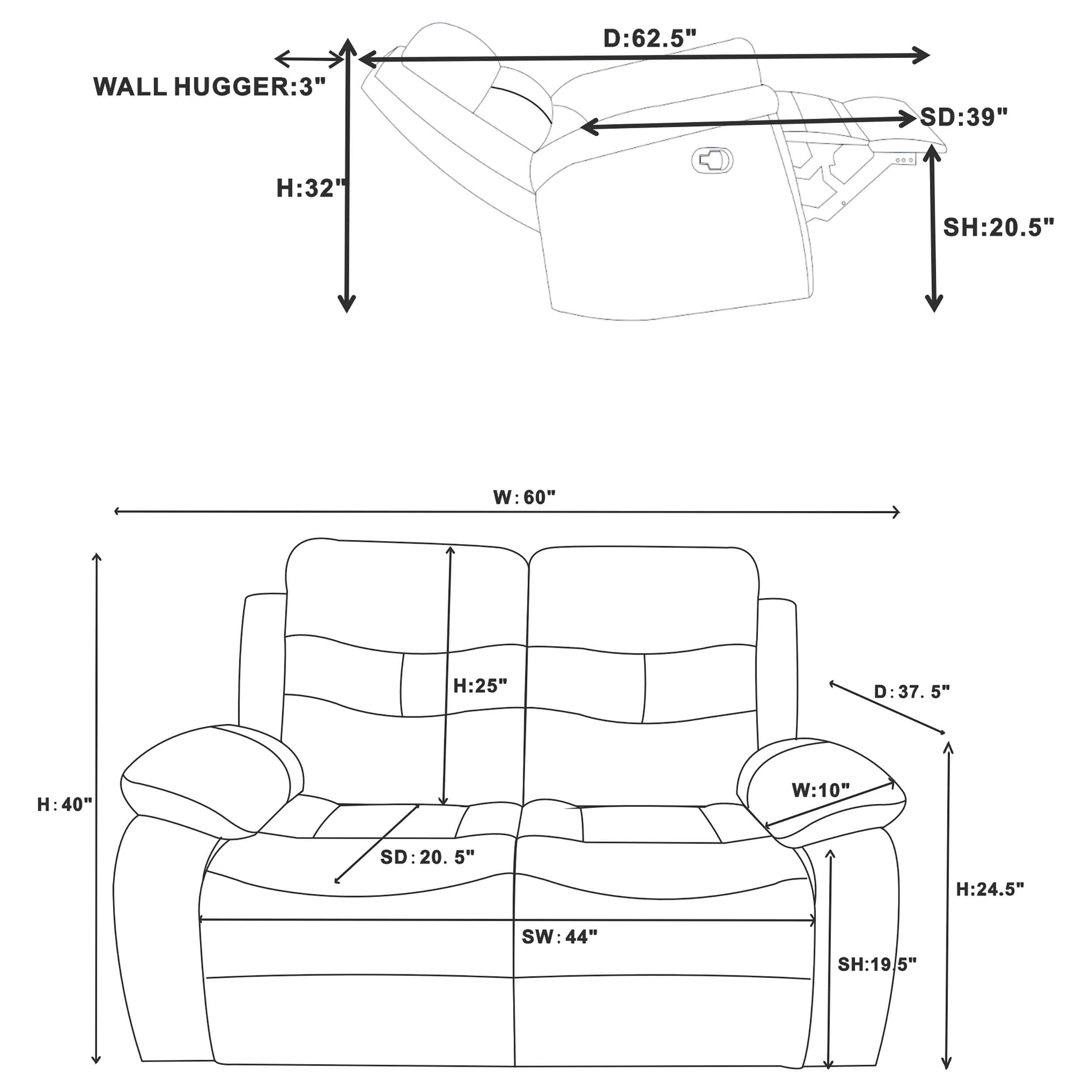 Coaster Nova Upholstered Motion Reclining Loveseat Dark Grey Default Title