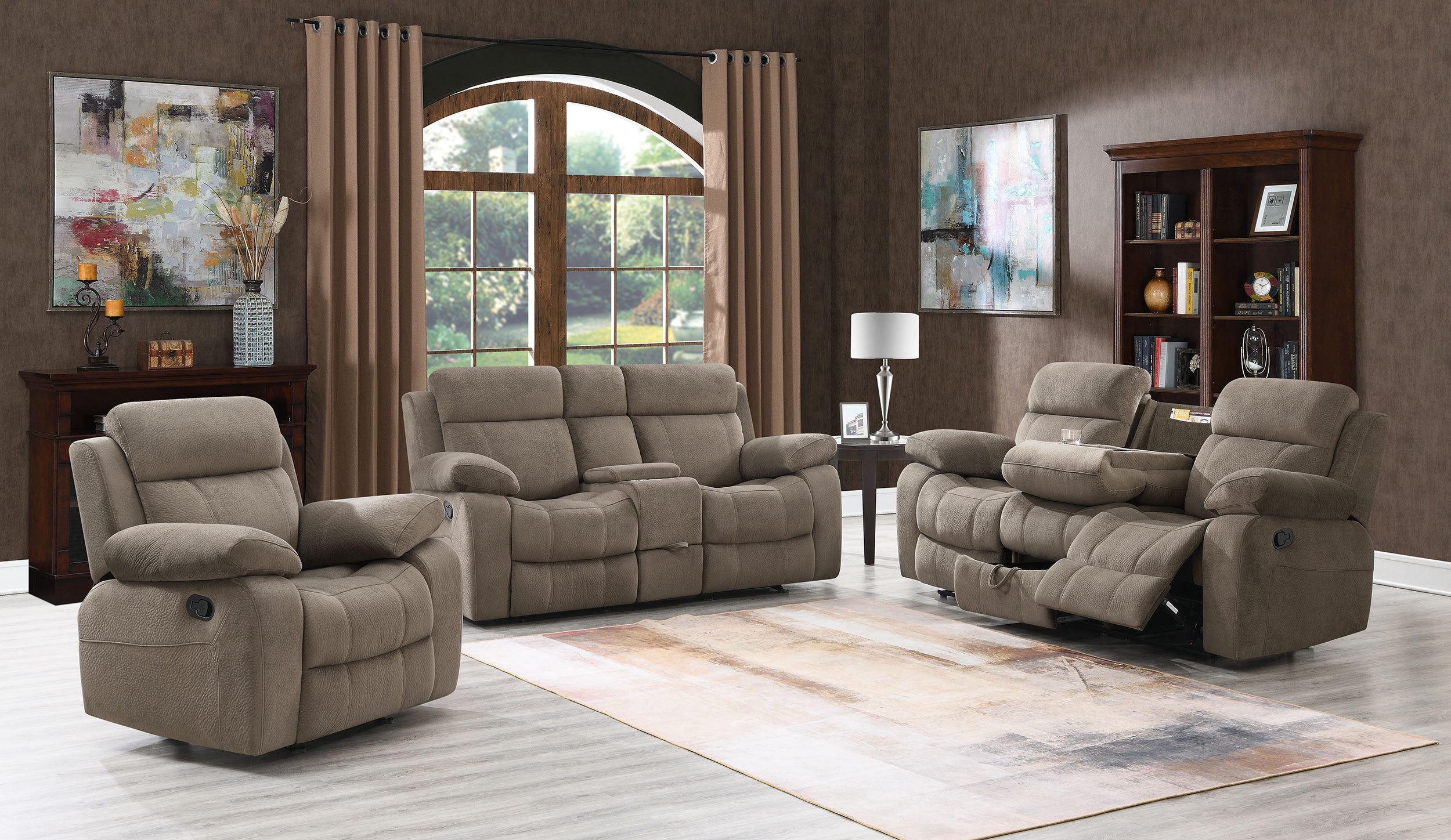 Coaster Myleene Glider Loveseat with Console Mocha Default Title