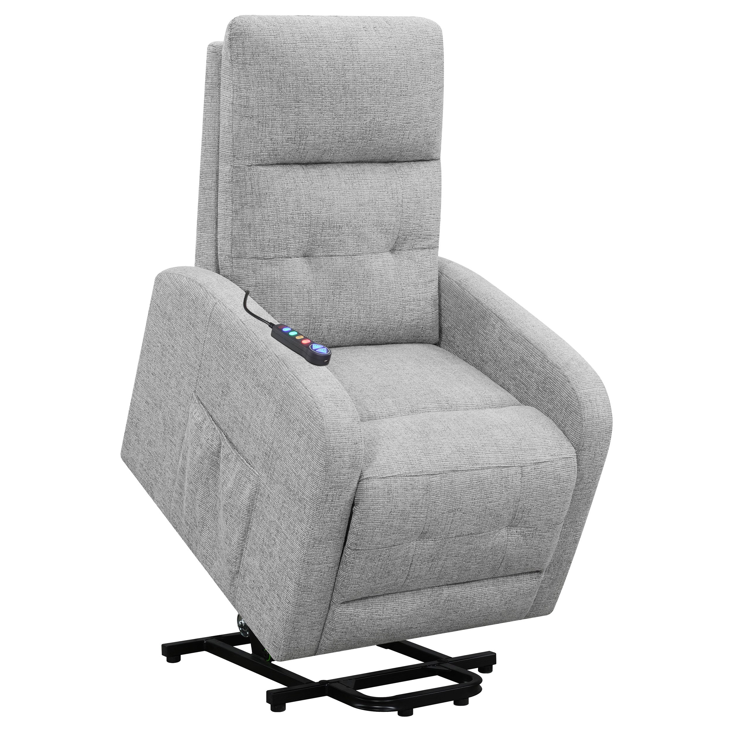 Coaster Howie Tufted Upholstered Power Lift Recliner Grey Default Title