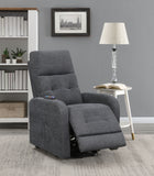 Coaster Howie Tufted Upholstered Power Lift Recliner Charcoal Default Title