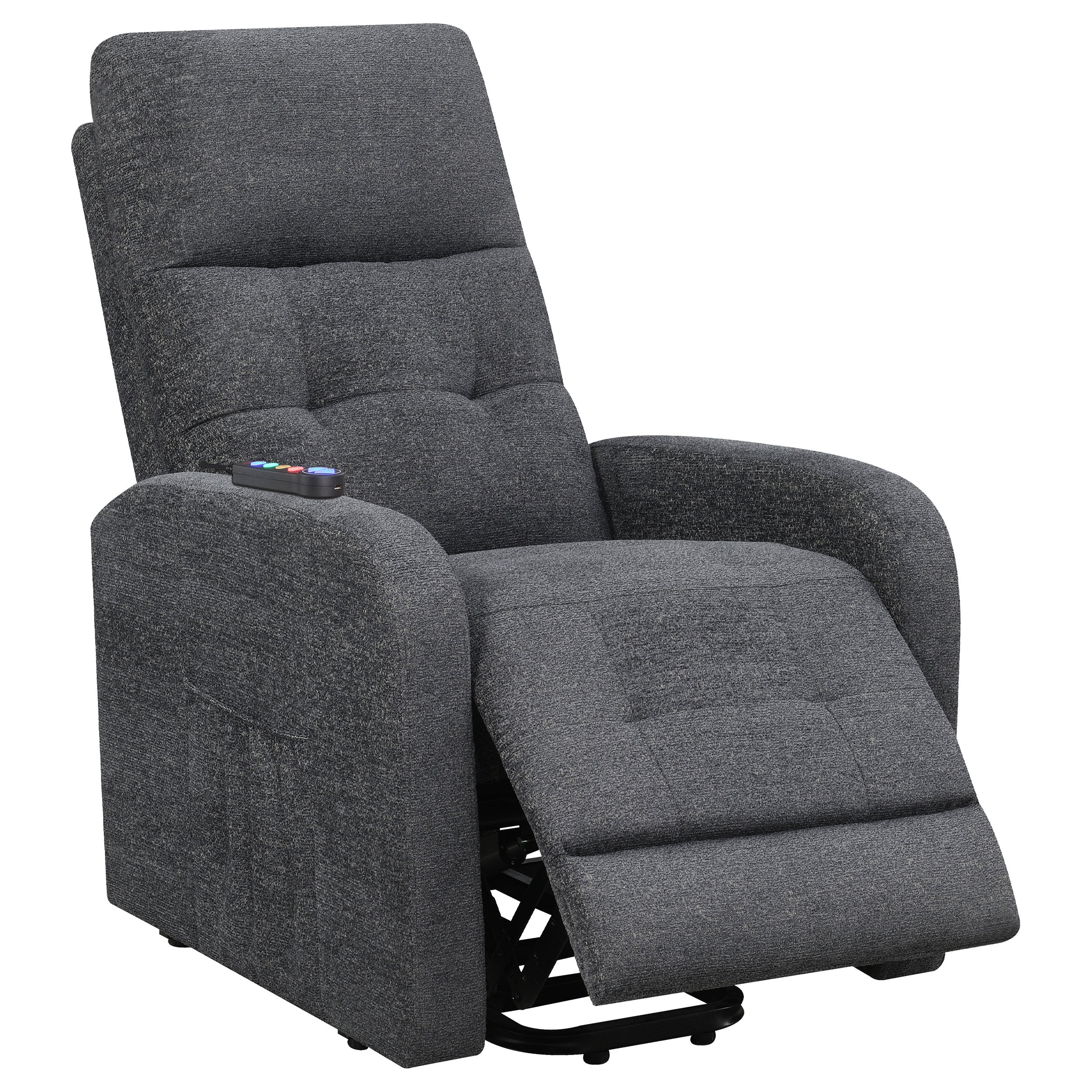 Coaster Howie Tufted Upholstered Power Lift Recliner Charcoal Default Title