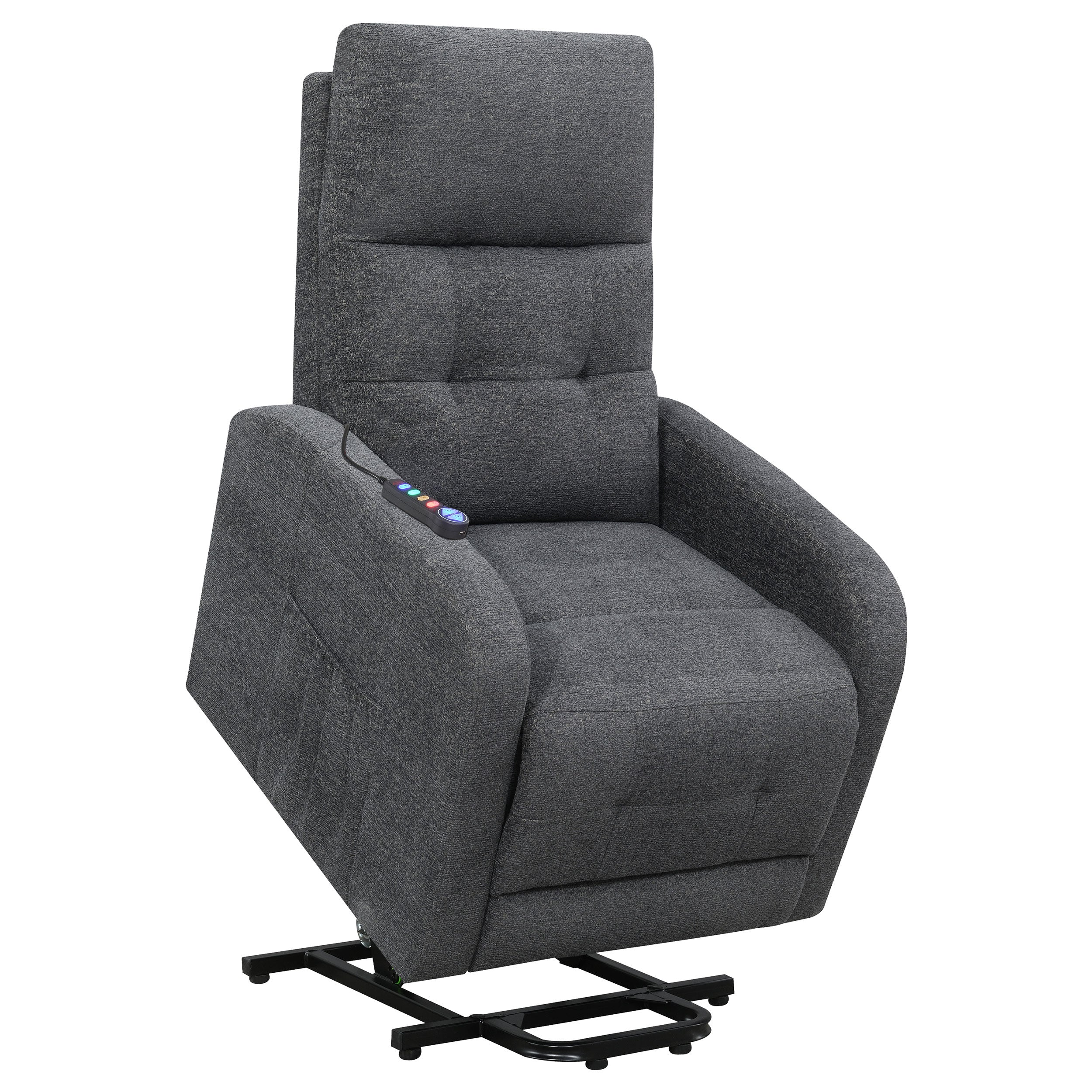 Coaster Howie Tufted Upholstered Power Lift Recliner Charcoal Default Title