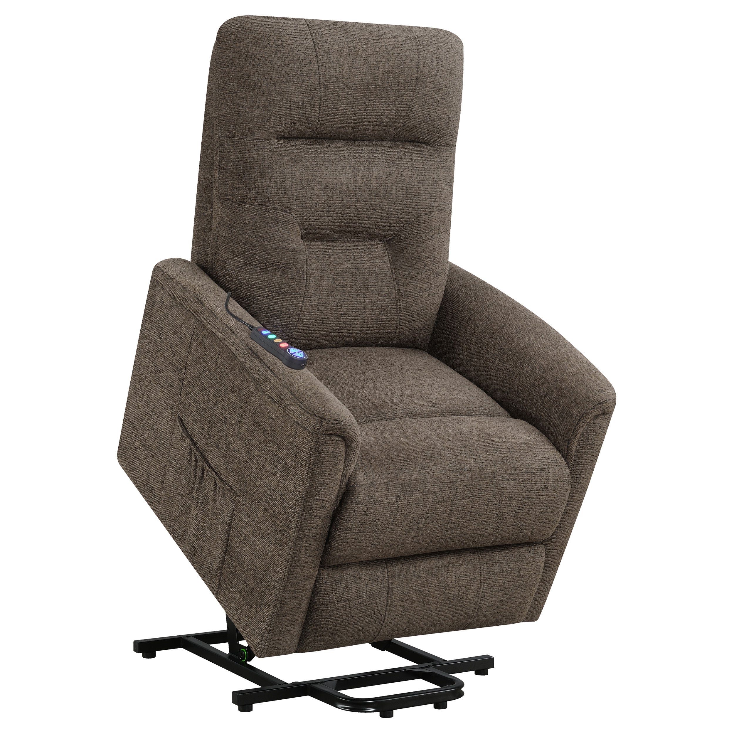 Coaster Henrietta Power Lift Recliner with Storage Pocket Brown Default Title