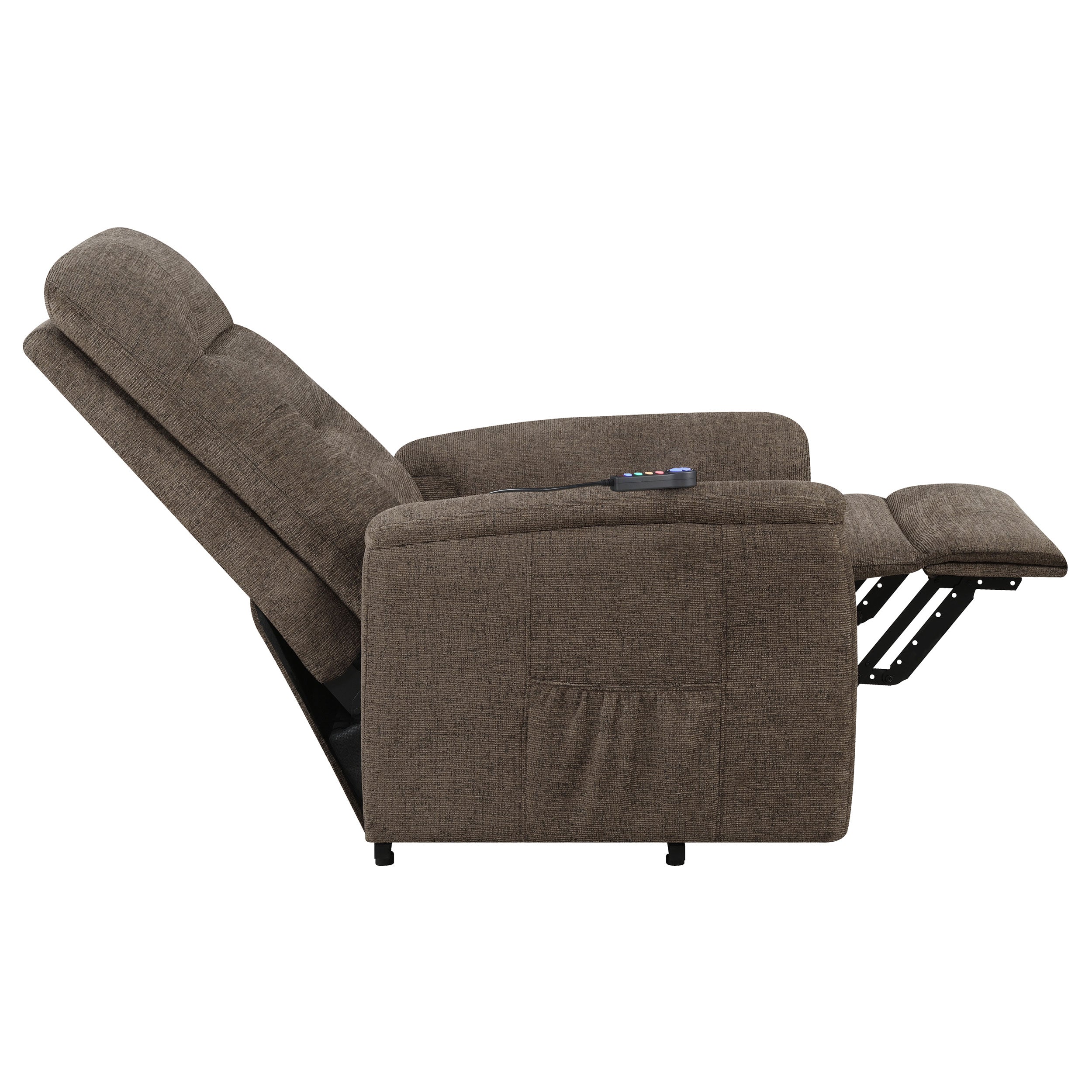 Coaster Henrietta Power Lift Recliner with Storage Pocket Brown Default Title