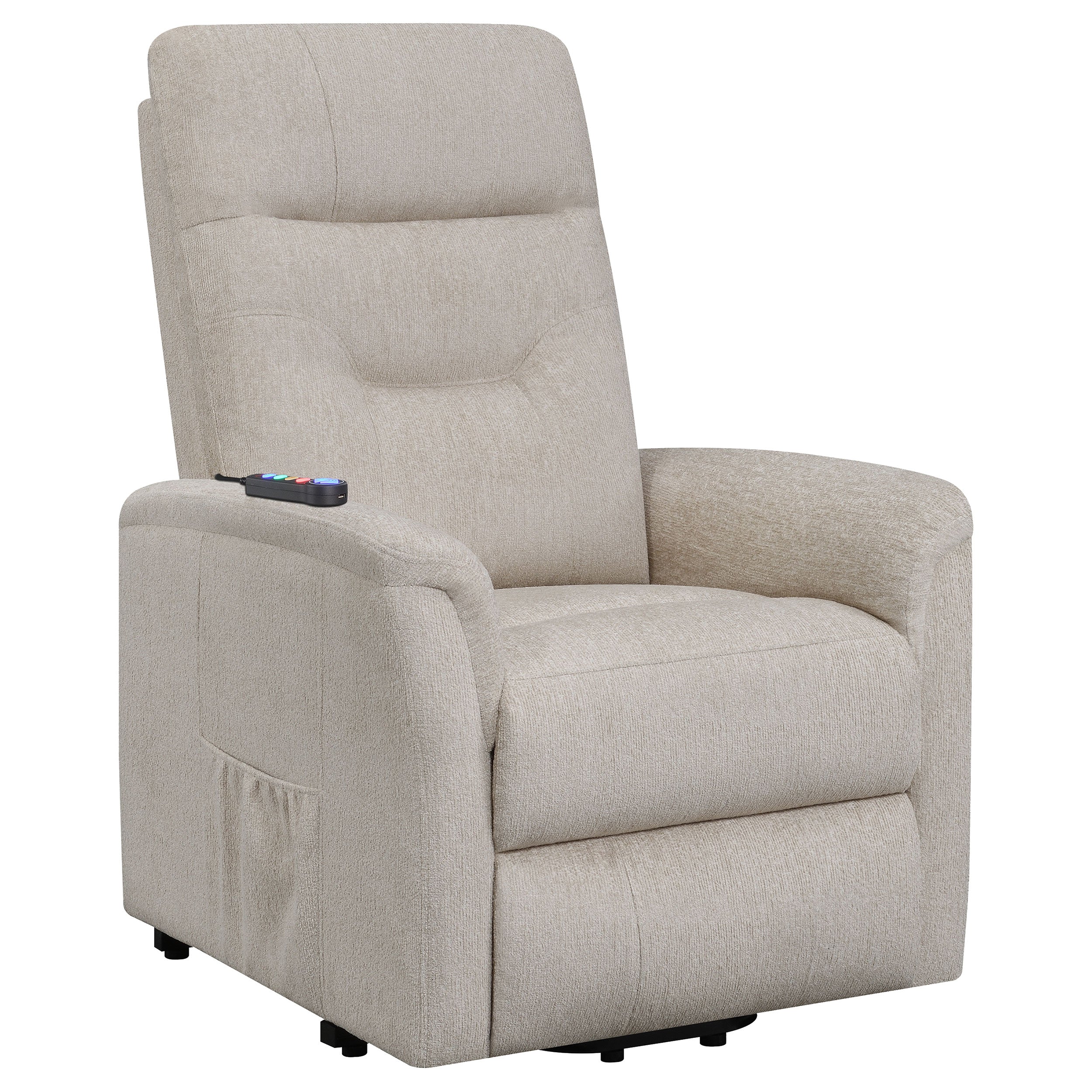 Coaster Henrietta Power Lift Recliner with Storage Pocket Beige Default Title