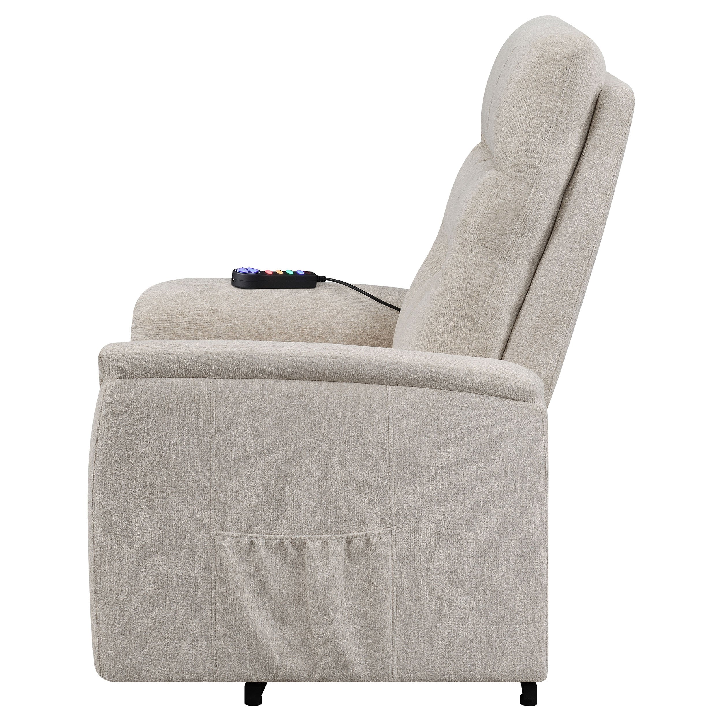 Coaster Henrietta Power Lift Recliner with Storage Pocket Beige Default Title