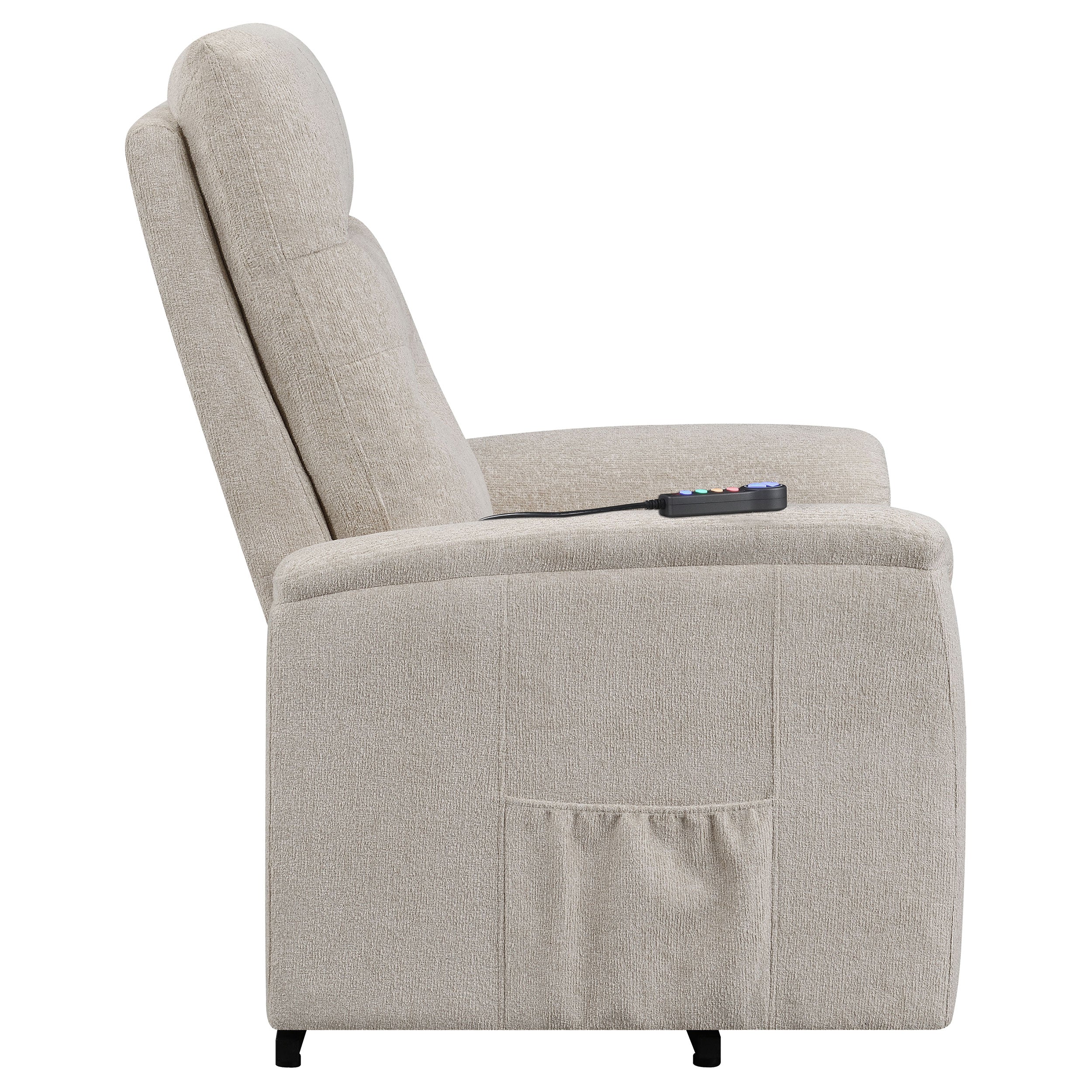 Coaster Henrietta Power Lift Recliner with Storage Pocket Beige Default Title