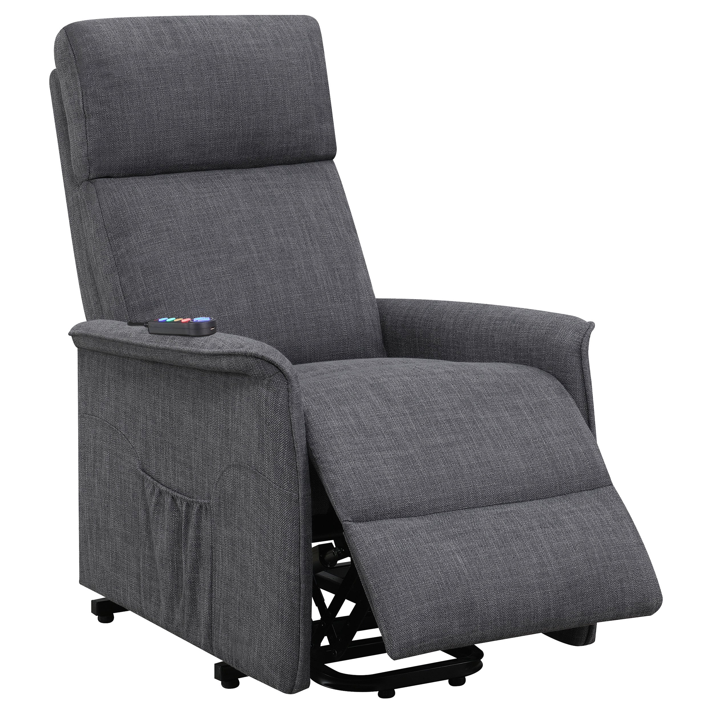 Coaster Herrera Power Lift Recliner with Wired Remote Charcoal Default Title