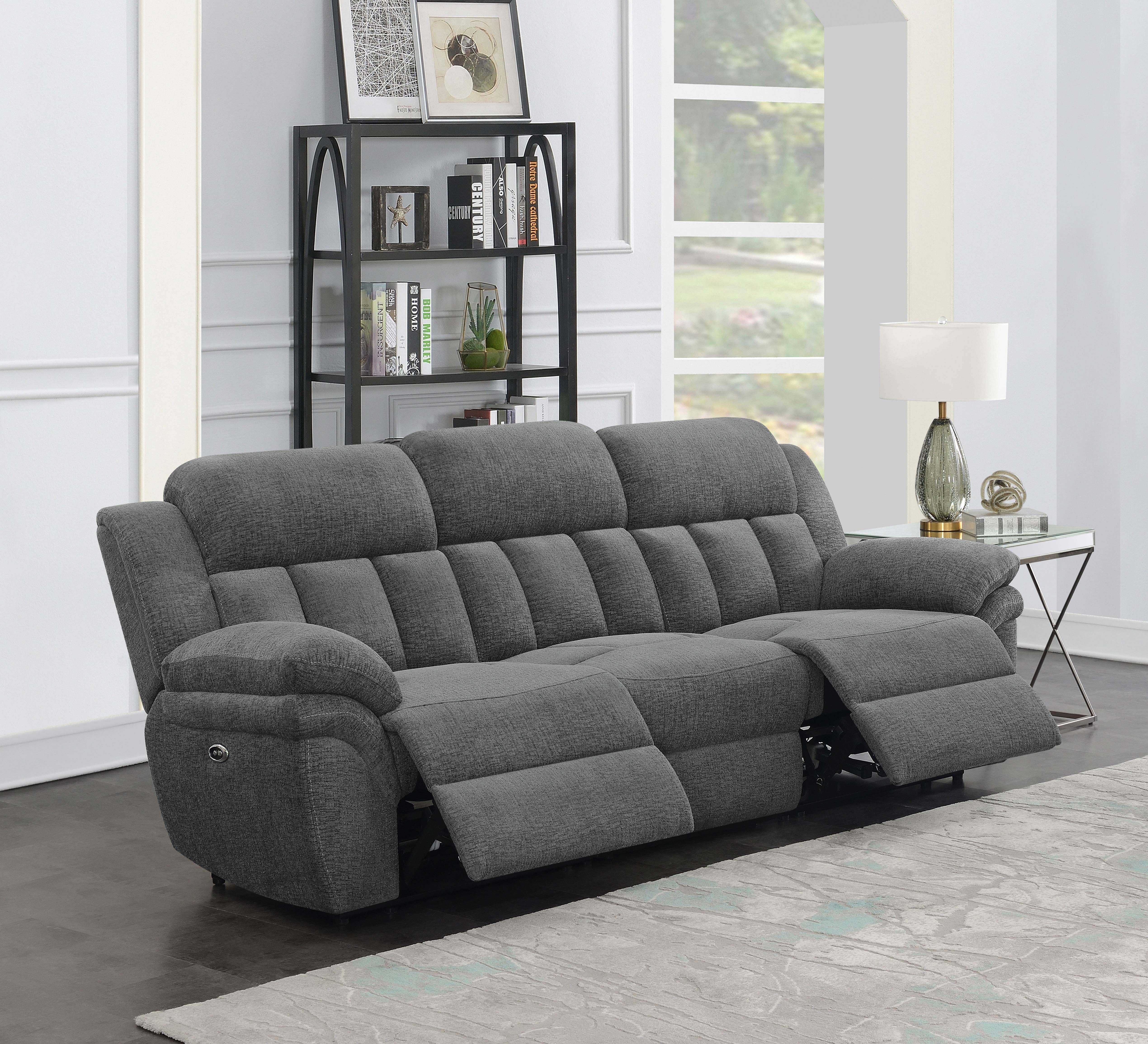 Coaster Bahrain Upholstered Power Sofa Charcoal Default Title