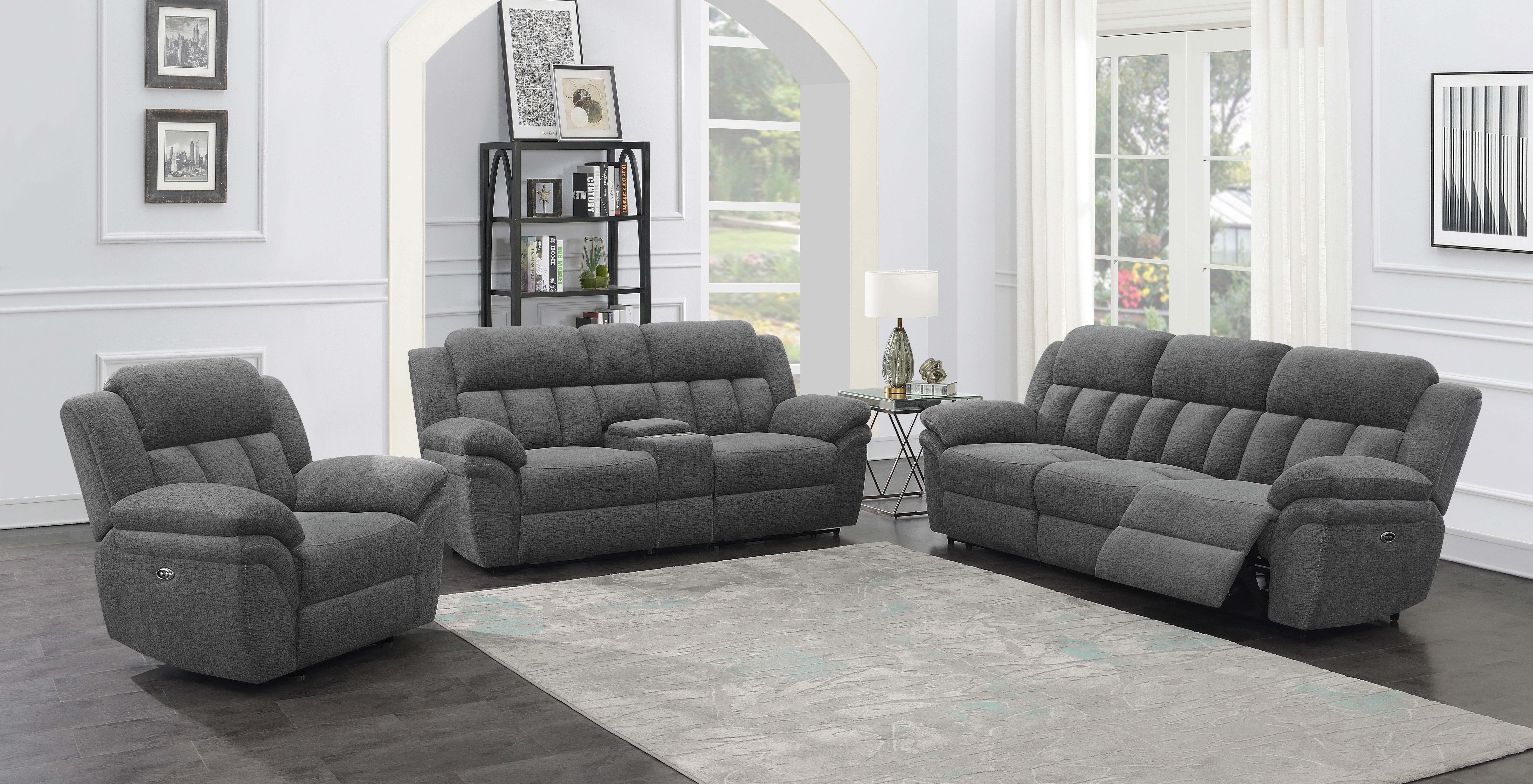 Coaster Bahrain Upholstered Power Sofa Charcoal Default Title