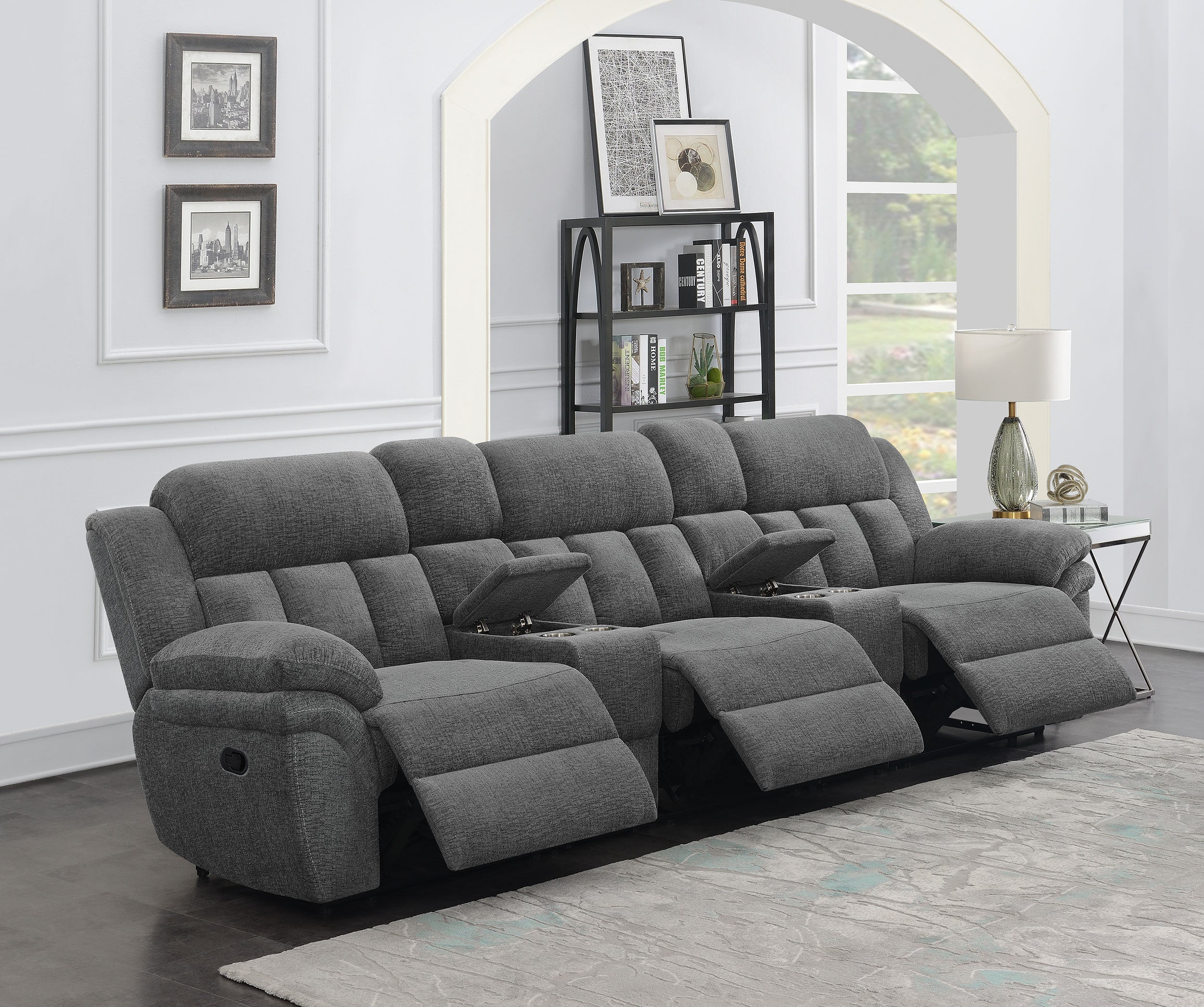 Coaster Bahrain Upholstered Home Theater Seating Charcoal Default Title