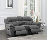 Coaster Bahrain Upholstered Motion Loveseat with Console Charcoal Default Title