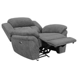 Coaster Bahrain Upholstered Power Glider Recliner Charcoal Default Title