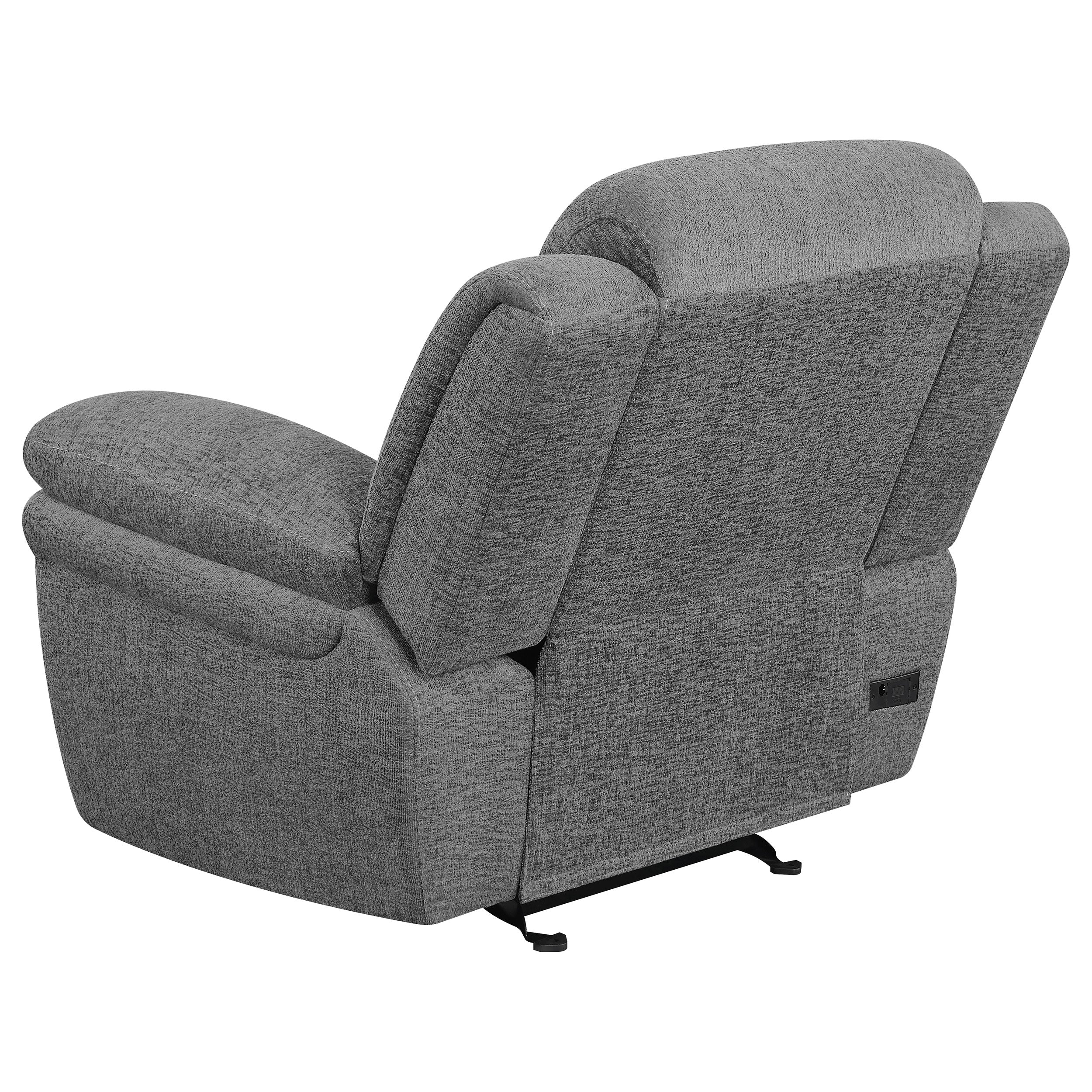 Coaster Bahrain Upholstered Power Glider Recliner Charcoal Default Title